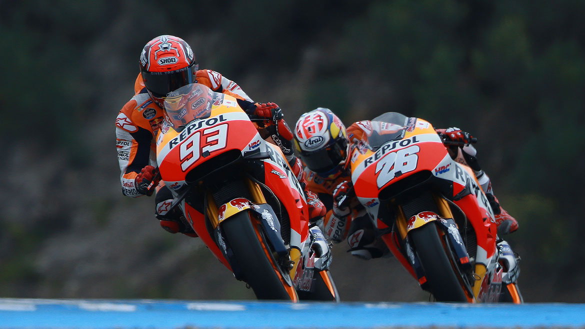 Márquez y Pedrosa siguen trabajando en el motor de 2017