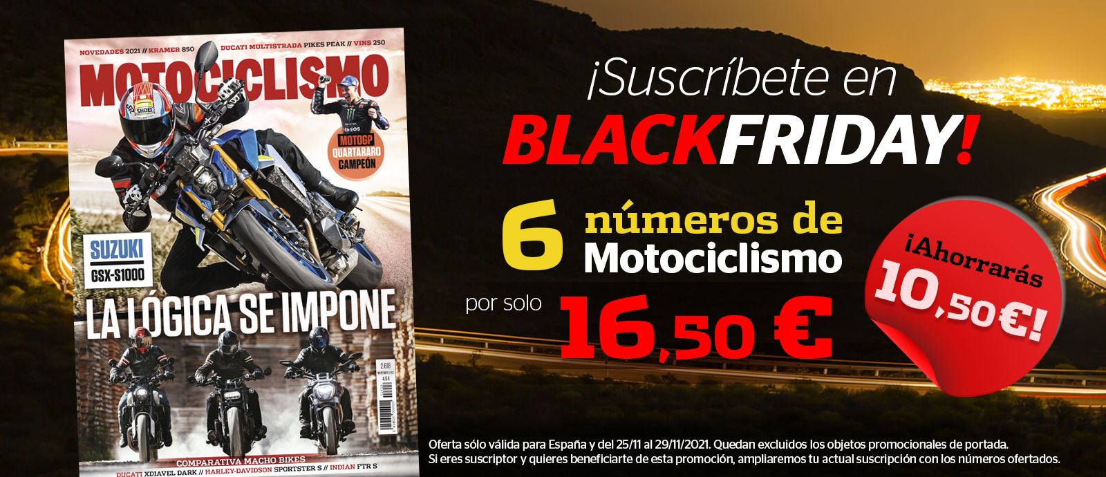Aprovecha la oferta de Suscripción Black Friday de MOTOCICLISMO