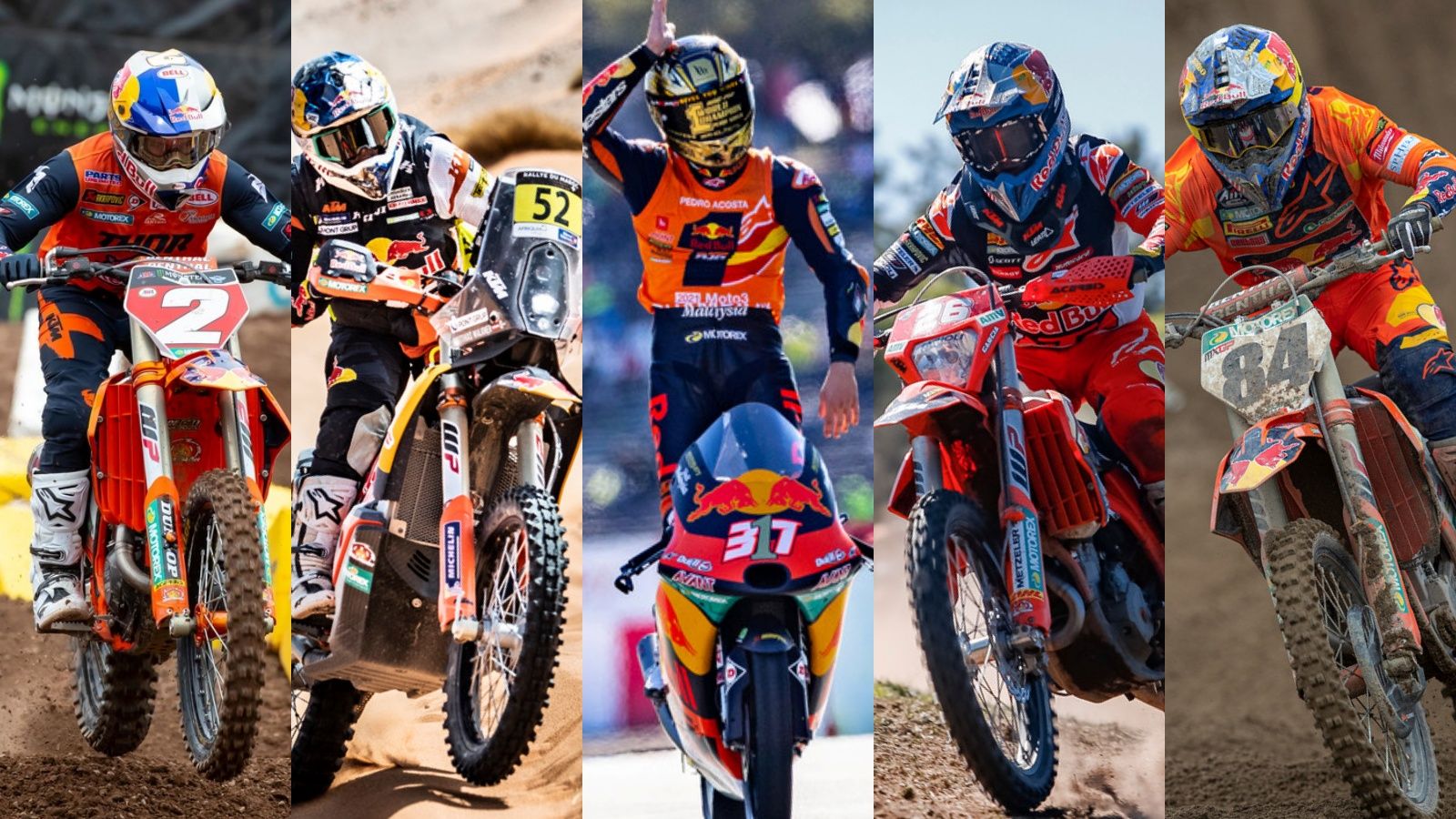 Cooper Webb, Matthias Walkner, Pedro Acosta, Josep García y Jeff Herlings han conseguido título mundiales con KTM en 2021