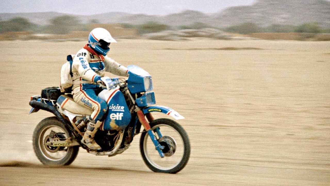 Hubert Auriol en una Cagiva
