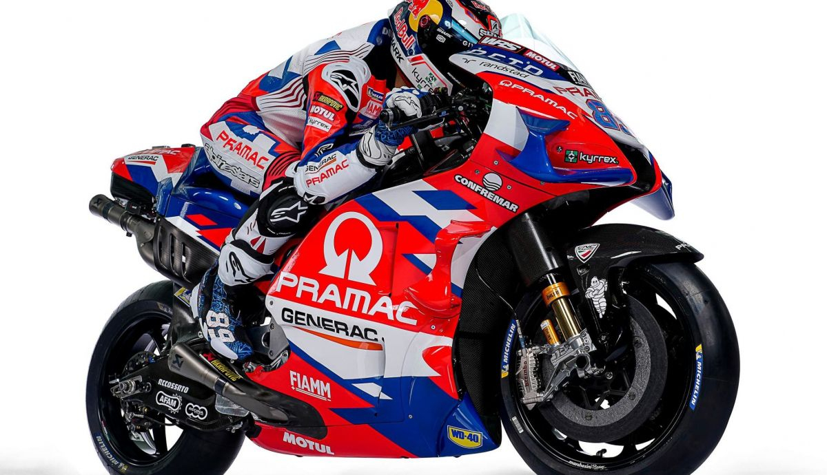 Jorge Martín sobre la Ducati Desmosedici GP22 del Pramac Racing que llevará en MotoGP 2022 Jorge Martín sobre la Ducati Desmosedici GP22 del Pramac Racing que llevará en MotoGP 2022