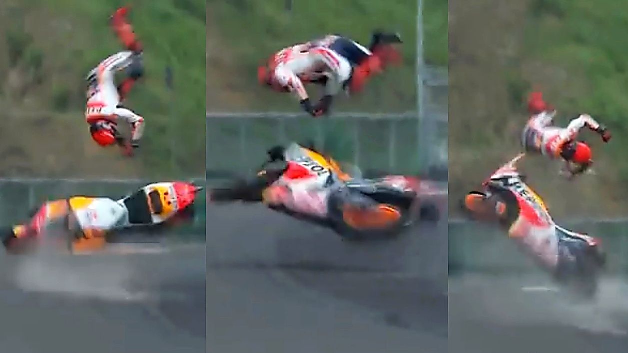 Durísima caída de Marc Márquez en Indonesia