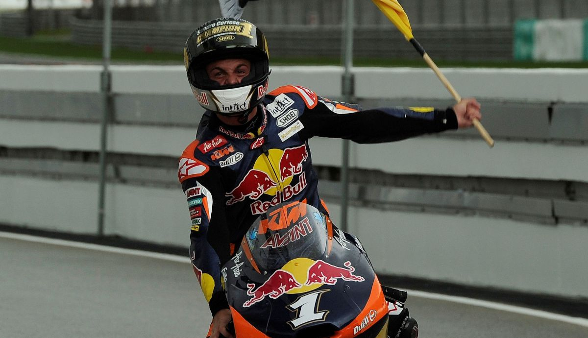 Sandro Cortese festeja su título mundial de Moto3 en 2012 Sandro Cortese festeja su título mundial de Moto3 en 2012