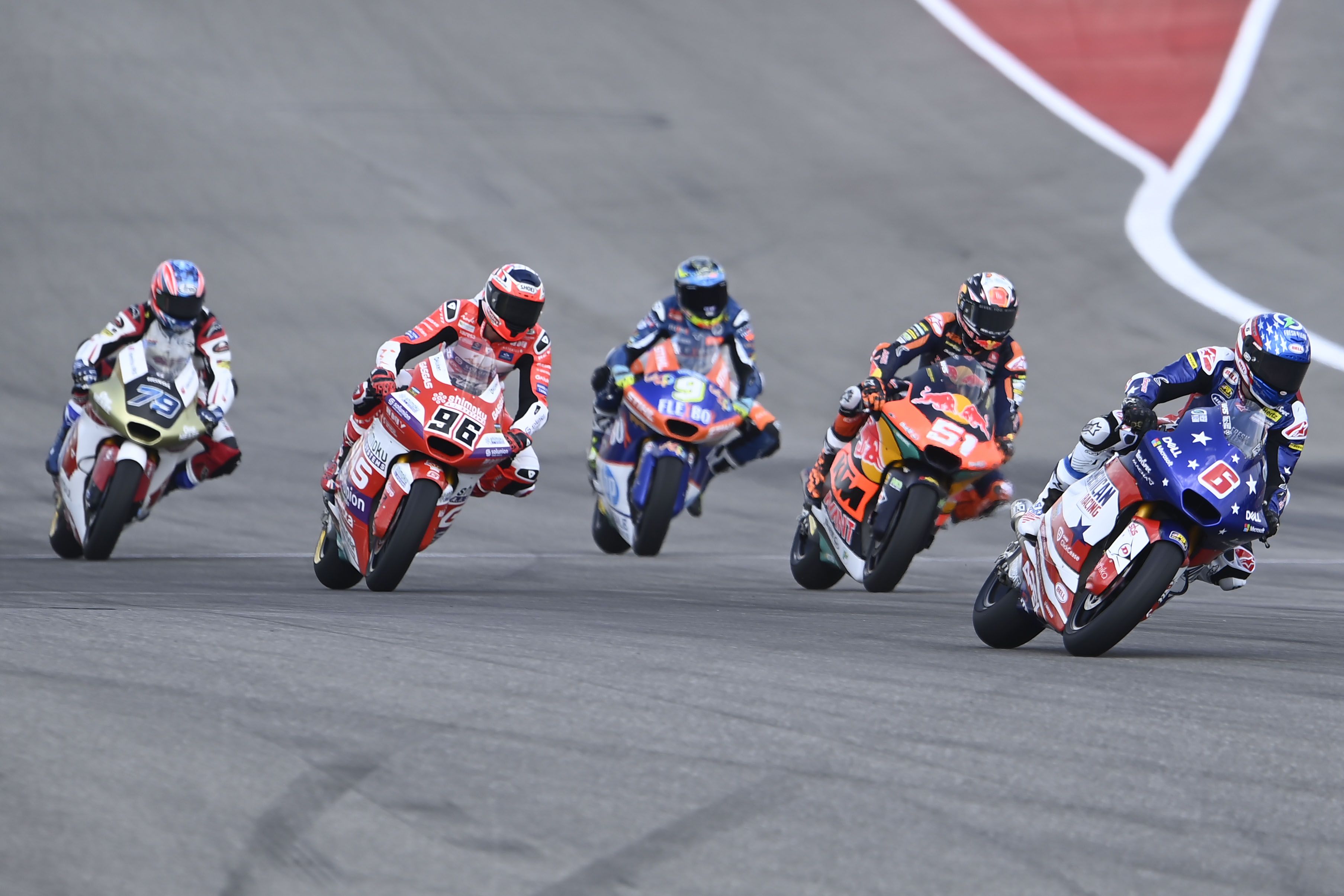 Cameron Beaubier, Pedro Acosta, Jake Dixon, Jorge Navarro y Ai Ogura, Moto2 Américas 2022