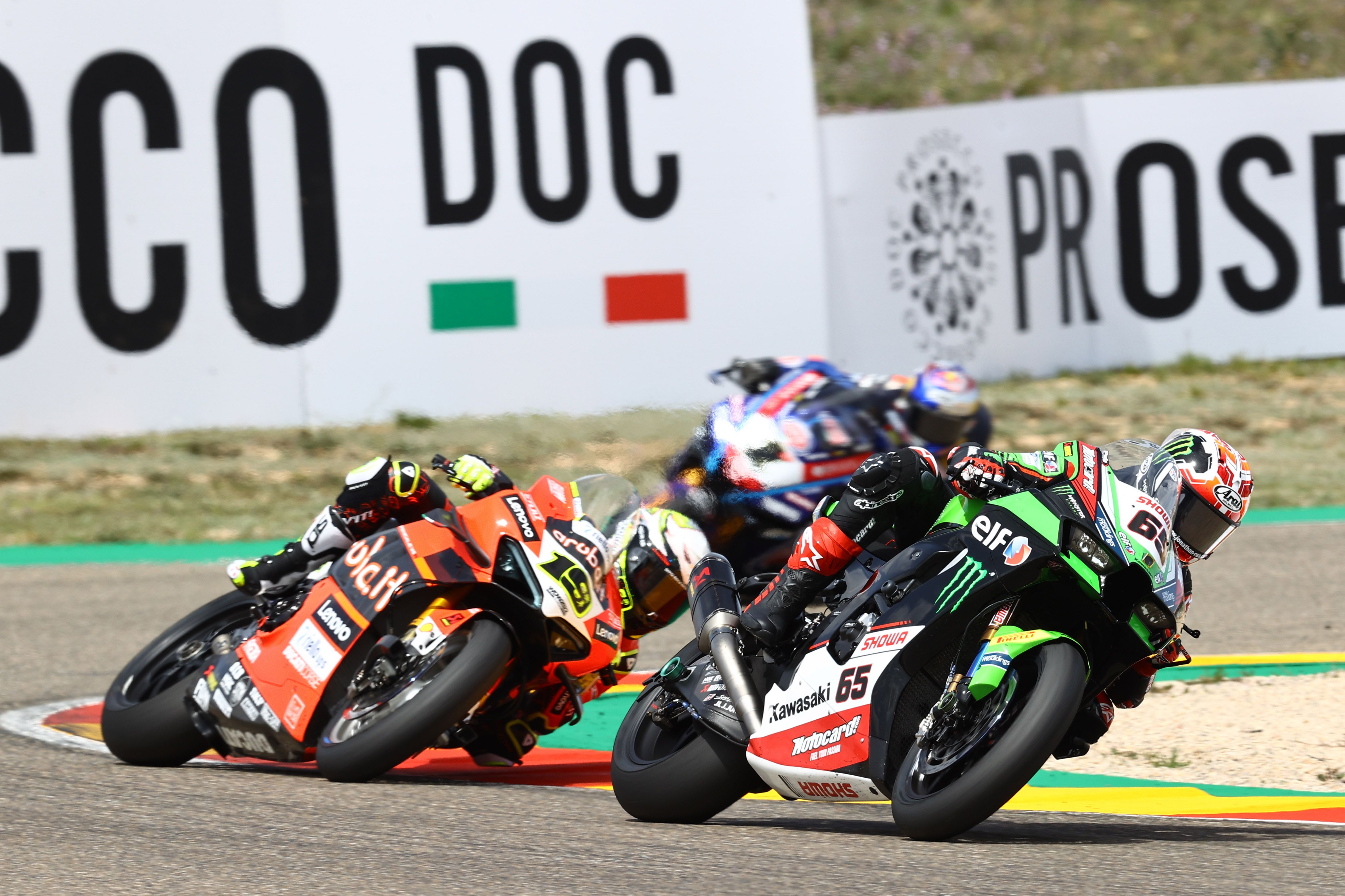 Jonathan Rea, Álvaro Bautista y Toprak Razgatlioglu, WSBK Aragón 2022