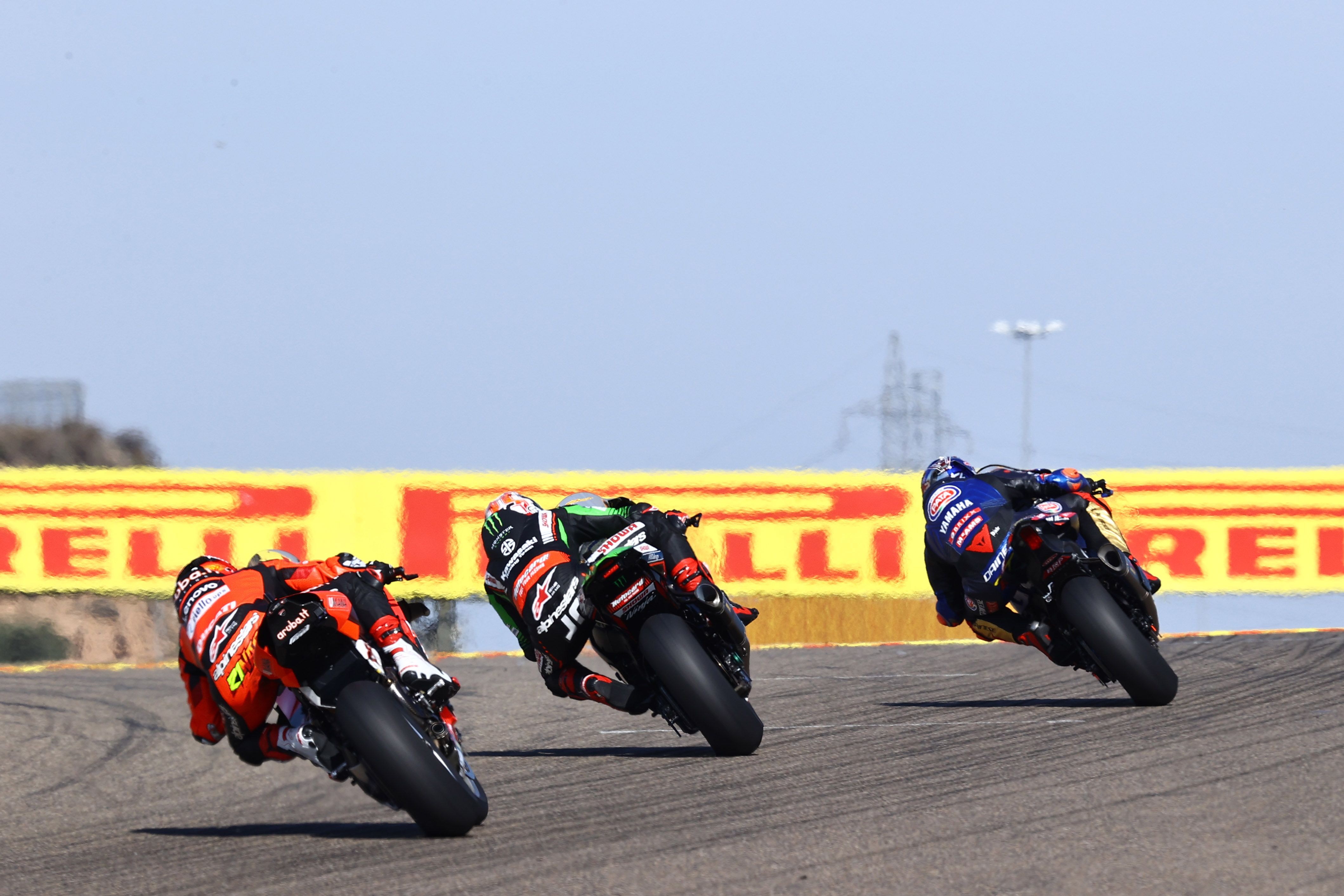 Toprak Razgatlioglu, Jonathan Rea y Michael Rinaldi, WSBK Aragón 2022