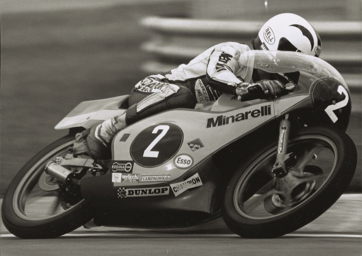 Ángel Nieto en la Minarelli de 125 cc en 1979. Fuente: Maurice Büla © FIM