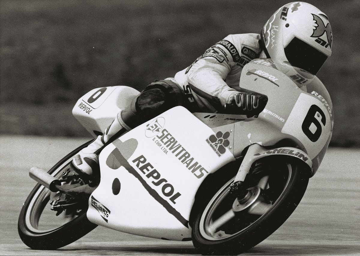 Herri Torrontegui con la Krauser de 80 cc en 1989. Fuente: Maurice Büla © FIM