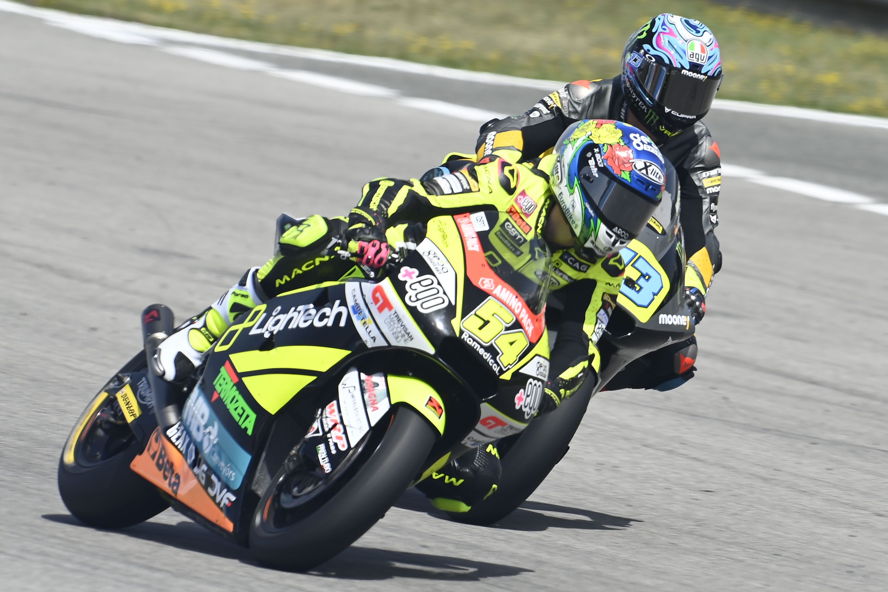 Celestino Vietti trata de superar a Fermín Aldeguer, Moto2 Jerez 2022