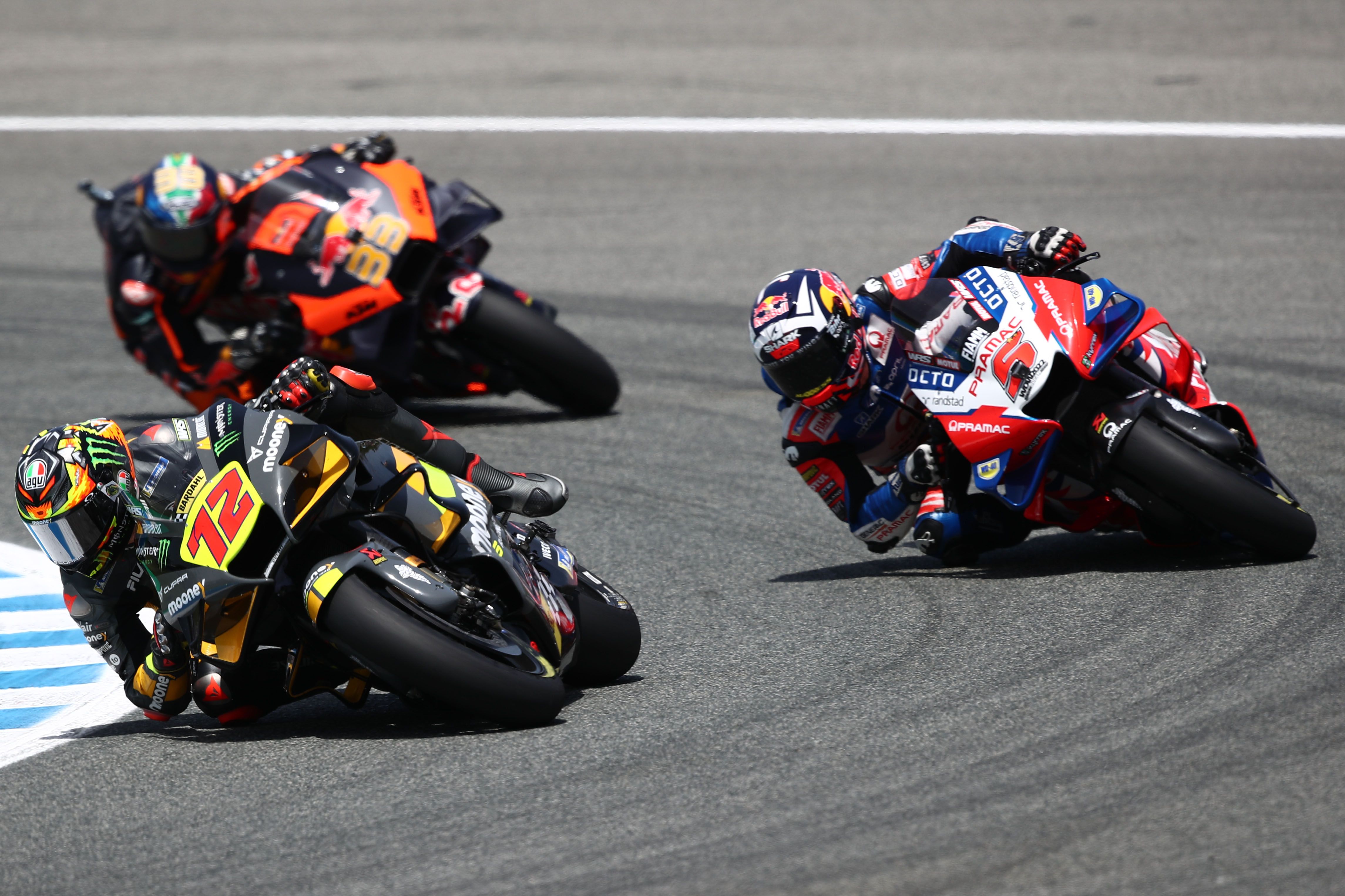 Marco Bezzecchi, Johann Zarco y Brad Binder, MotoGP Jerez 2022