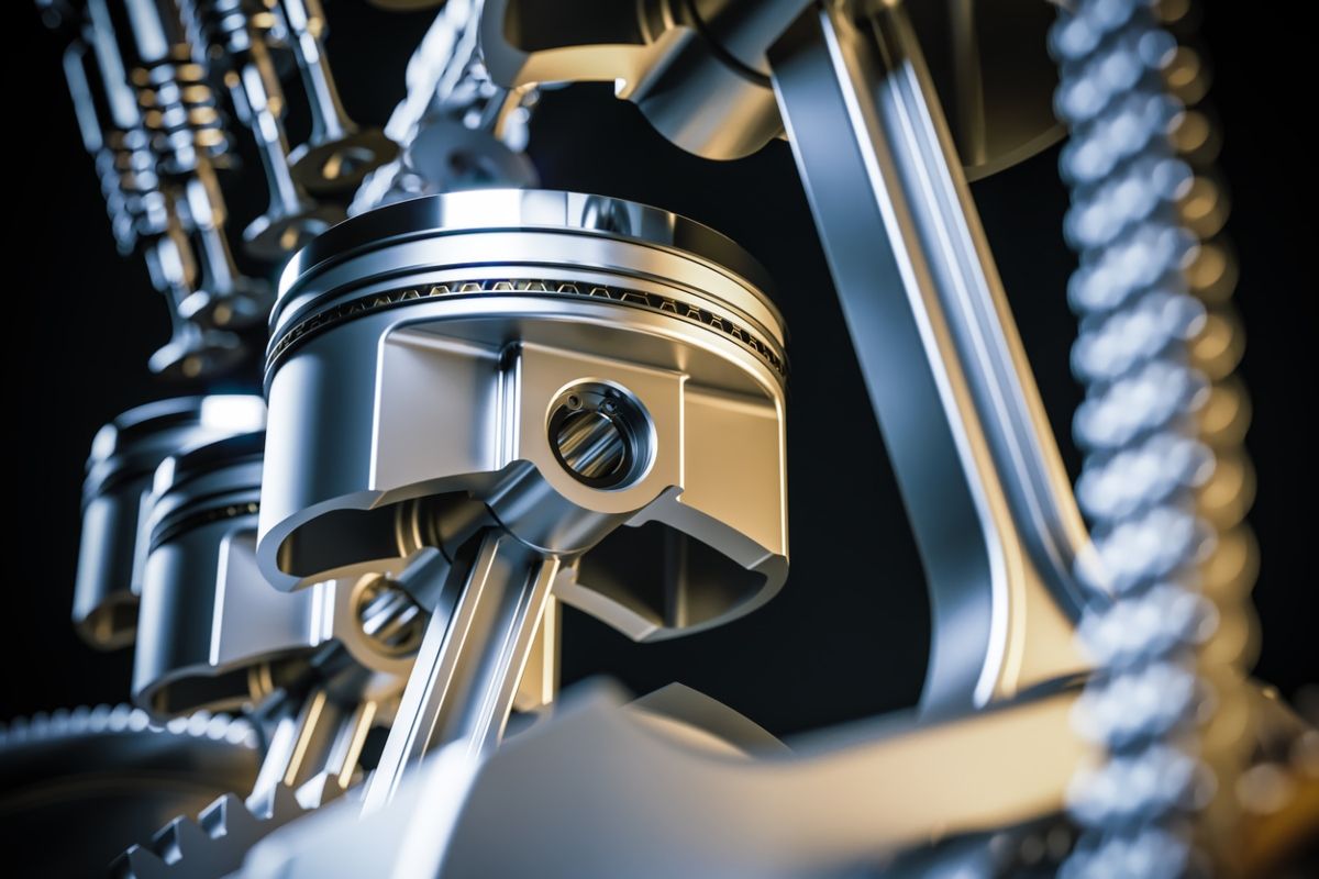 Detalle del pistón del motor. Fuente: iStock.com/Grassetto