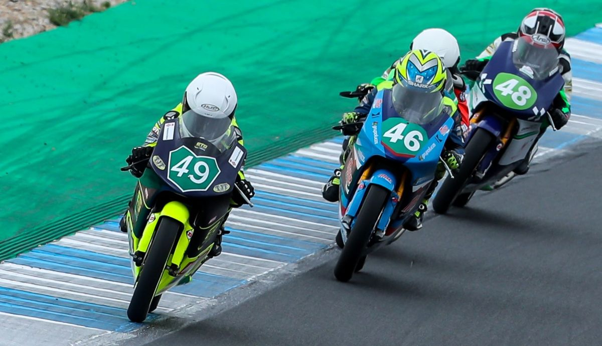 Izan Rodríguez, Álvaro Lucas y Andrés García en Moto4 Izan Rodríguez, Álvaro Lucas y Andrés García en Moto4