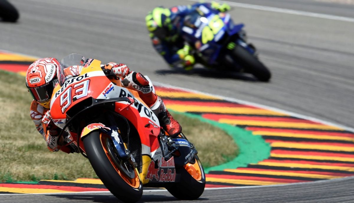 Marc Márquez impidió la victoria 116 de Valentino Rossi en Sachsenring 2018
