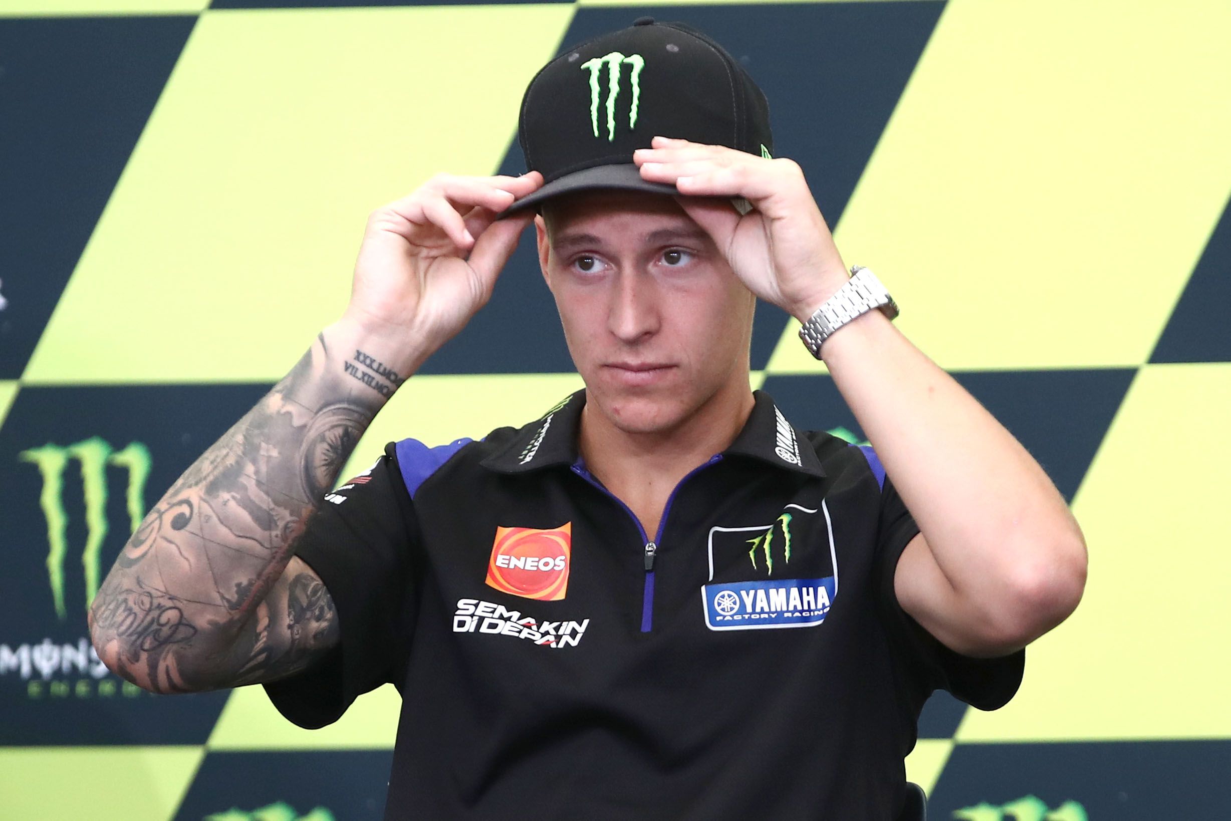 Fabio Quartararo durante la rueda de prensa del Gran Premio de Gran Bretaña 2022 en Silverstone.