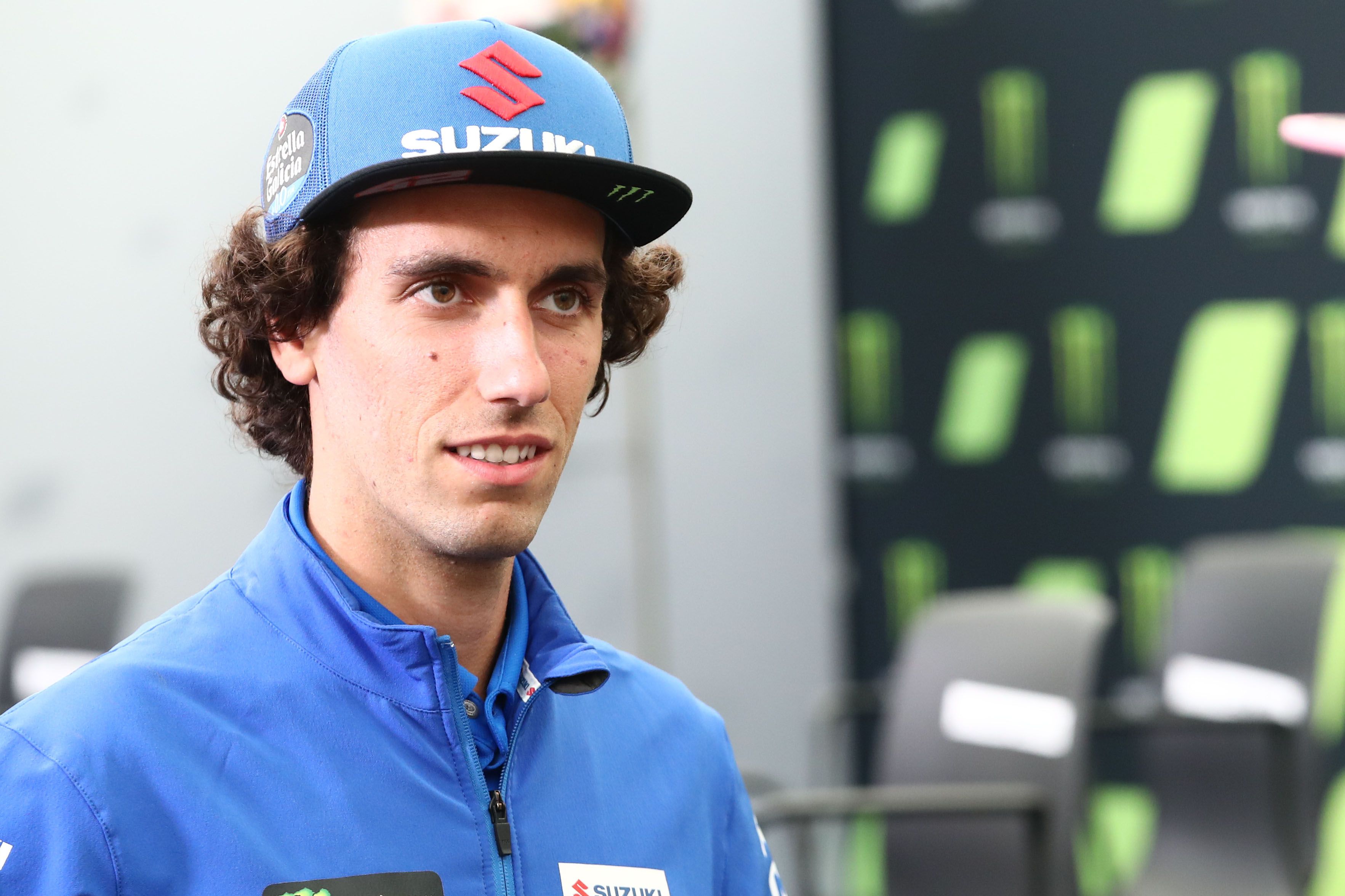 Álex Rins durante la rueda de prensa del GP de Gran Bretaña en Silverstone.