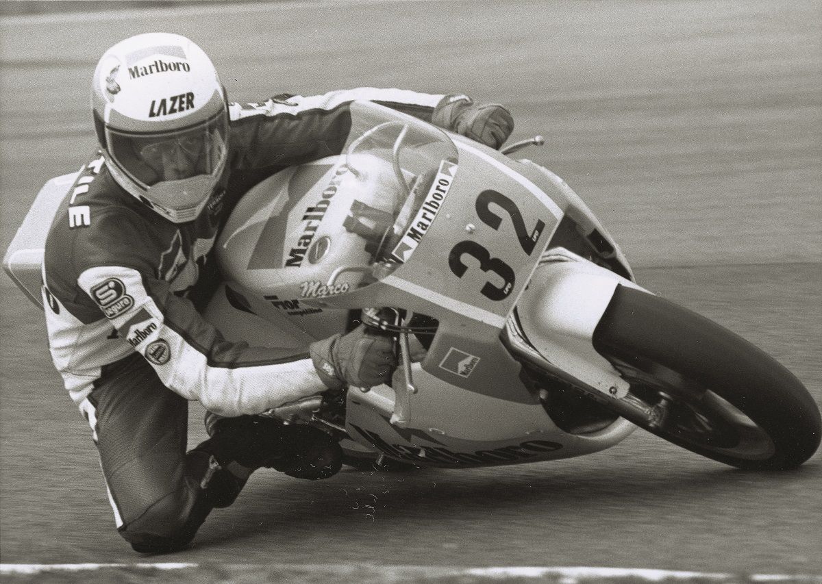 Sandro gentile con una Fior en 1989 e n el mundial de 500 cc. Fuente: Maurice Bula FIM