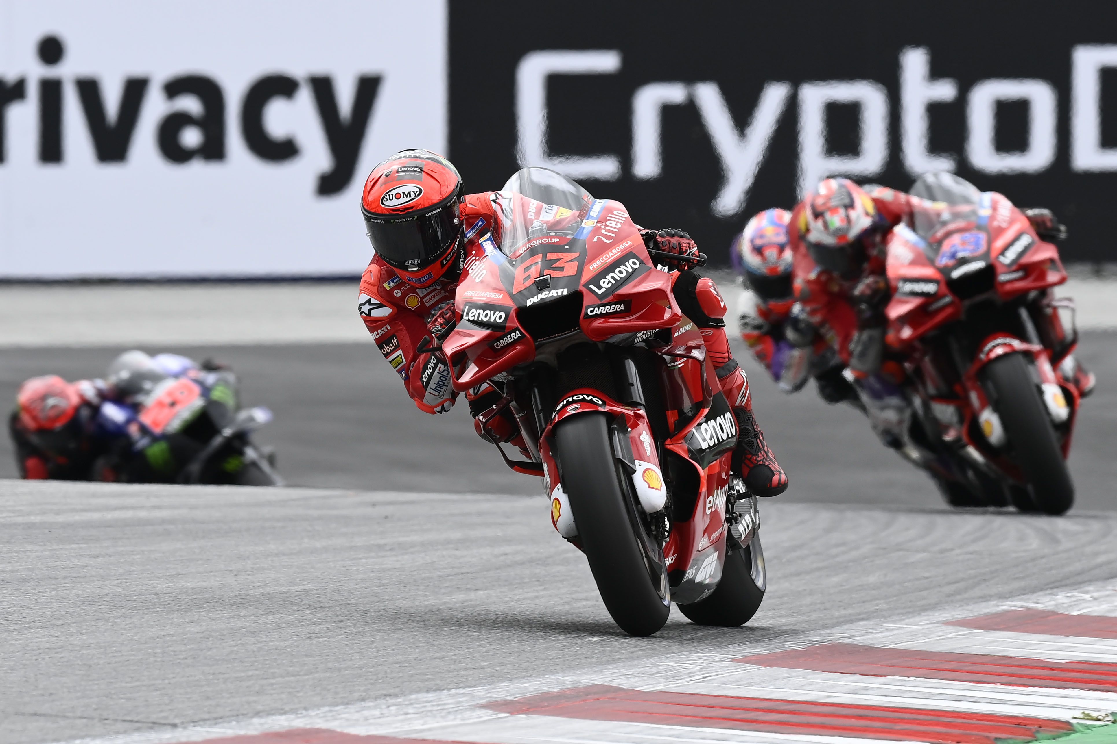 Pecco Bagnaia se va de Jack Miller y Jorge Martín con Fabio Quartararo al fondo, MotoGP Austria 2022
