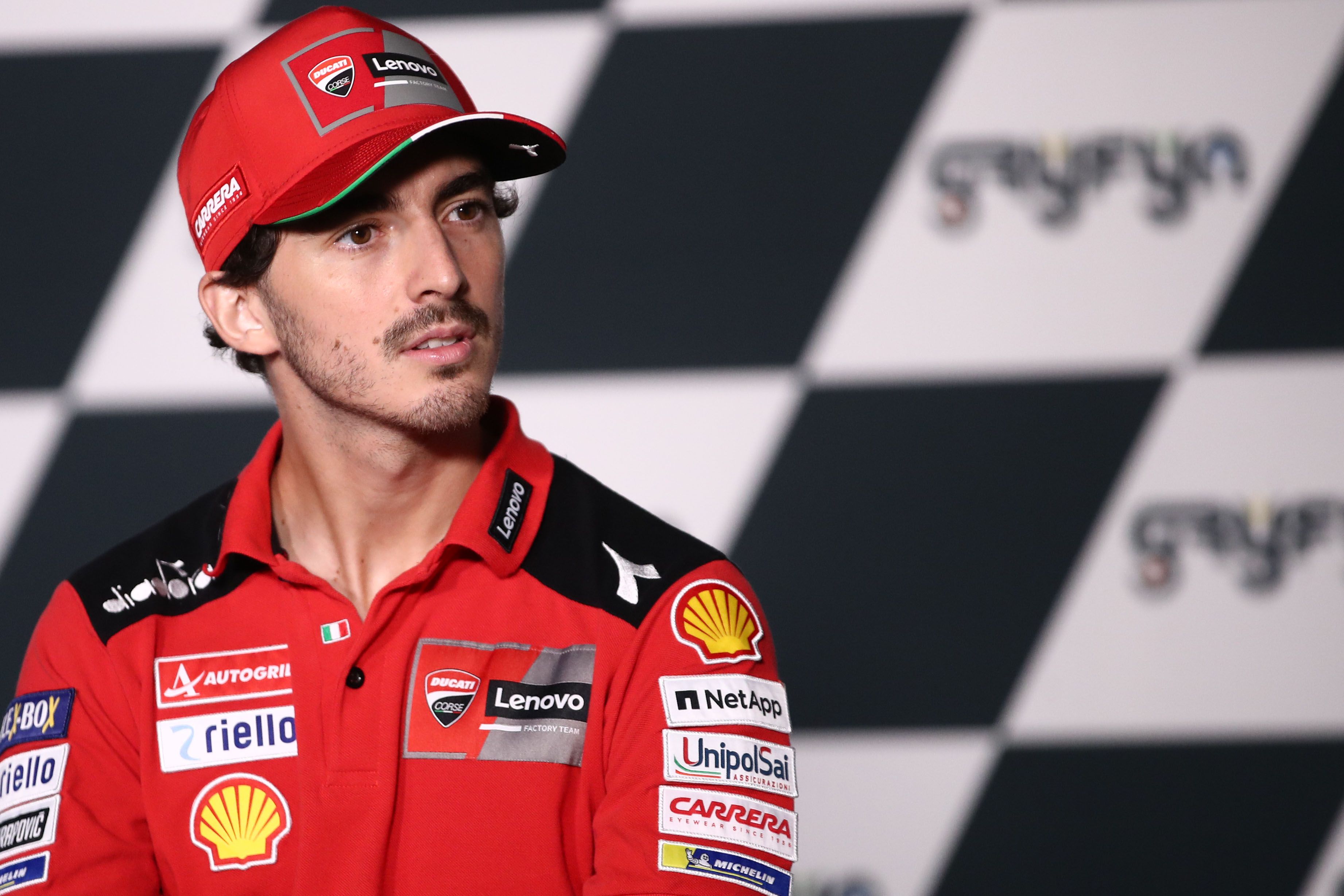 Pecco Bagnaia durante la rueda de prensa del Gran Premio de San Marino. 