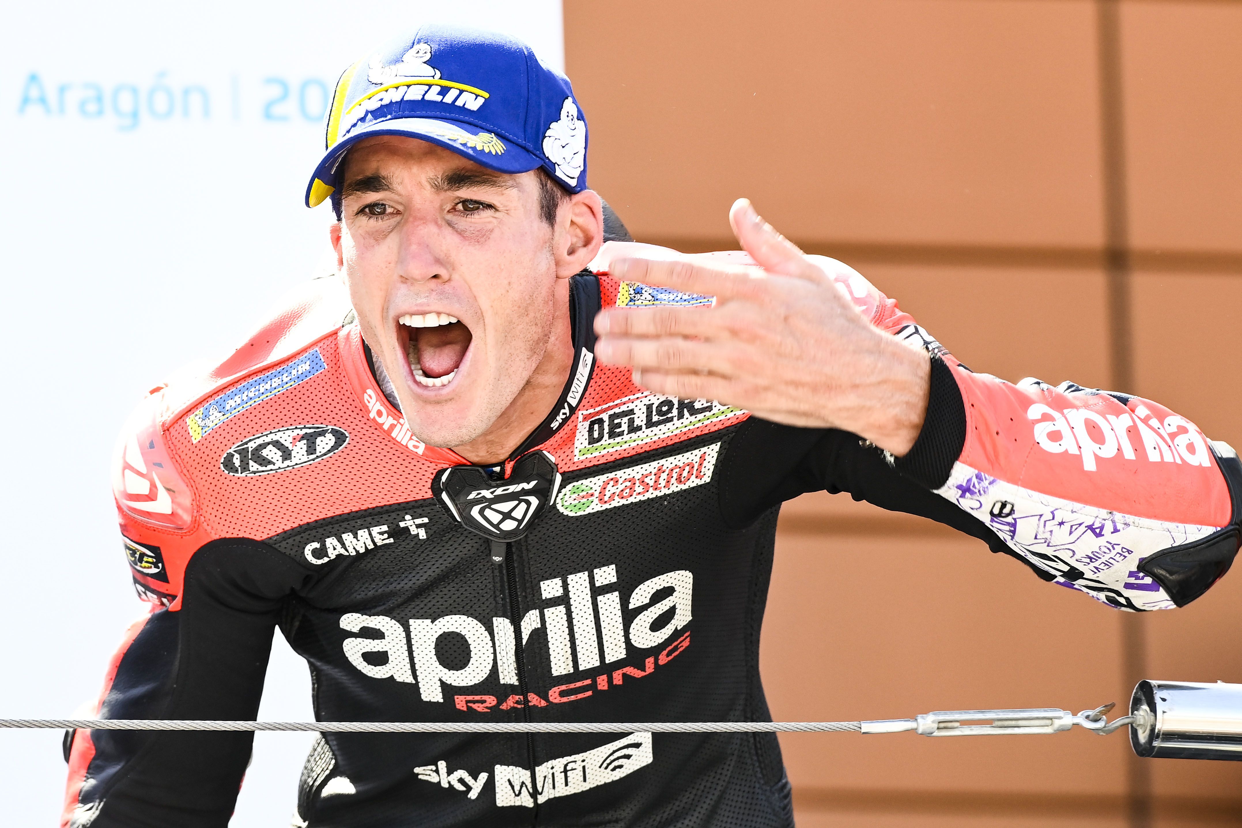 Aleix Espargaró celebra el podio en el GP de Aragón
