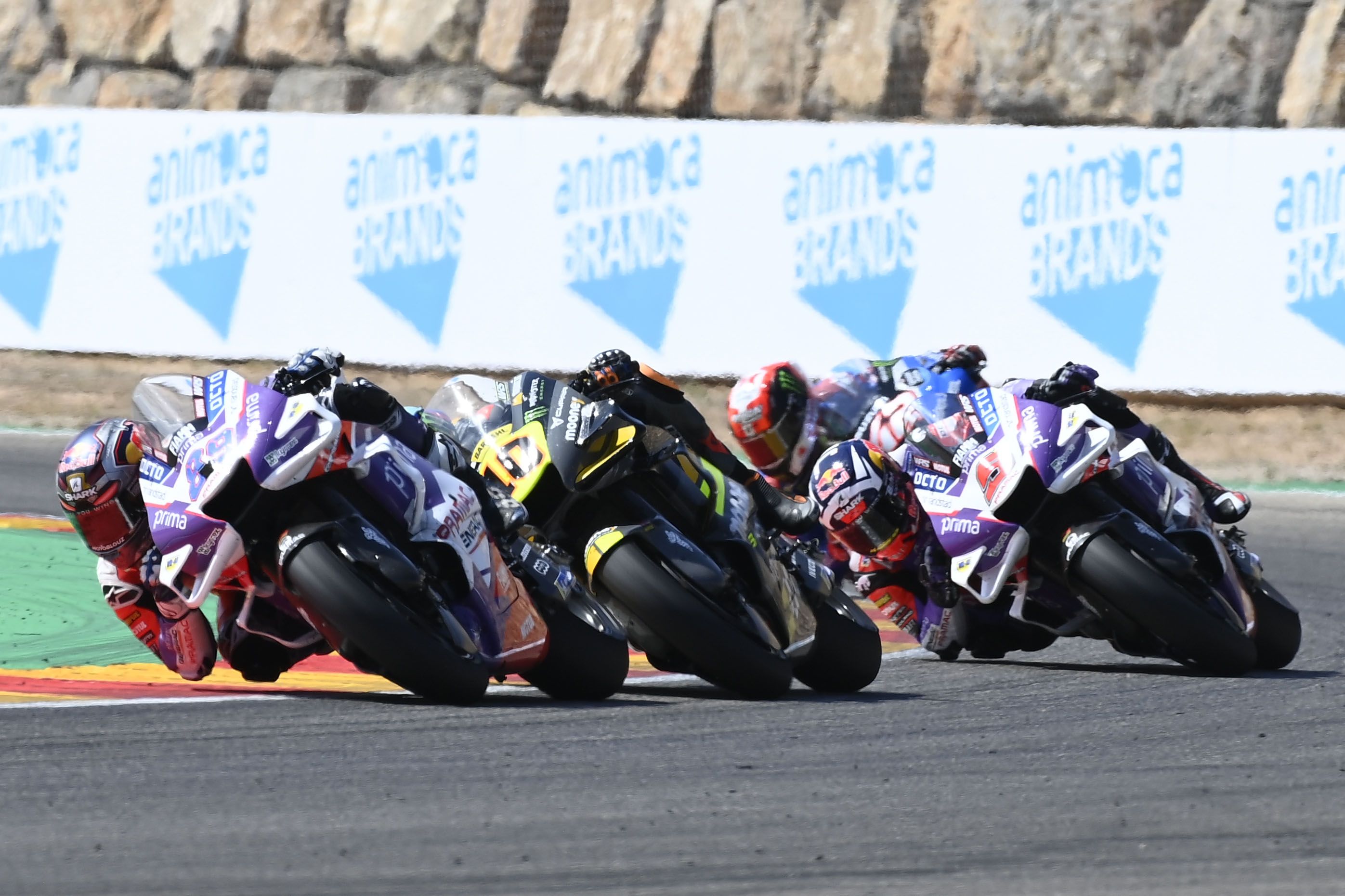 Jorge Martín, Luca Marini, Johann Zarco y Álex Rins, MotoGP Aragón 2022