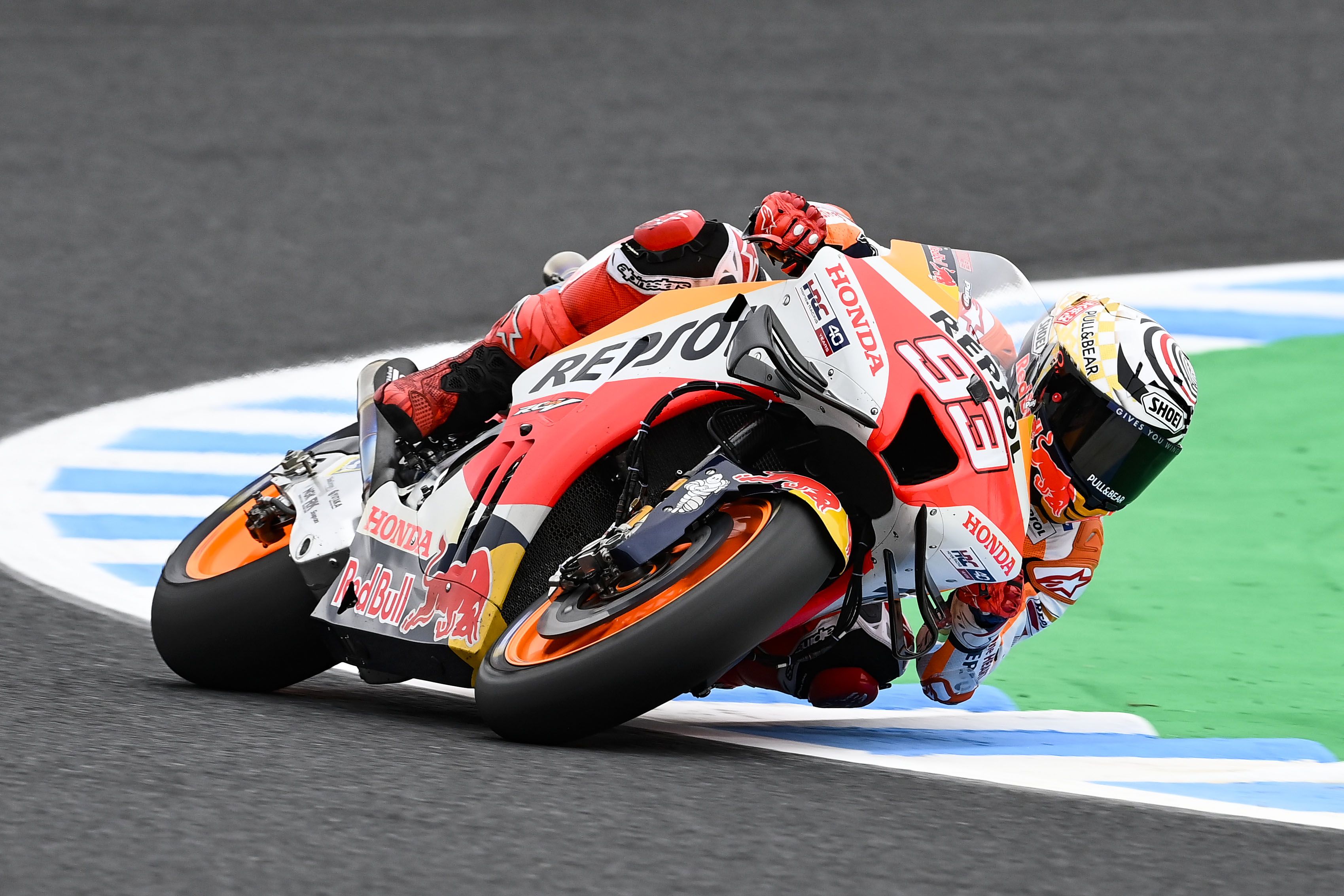 Marc Márquez durante la primera sesión de entrenamientos libres en el GP de Japón.