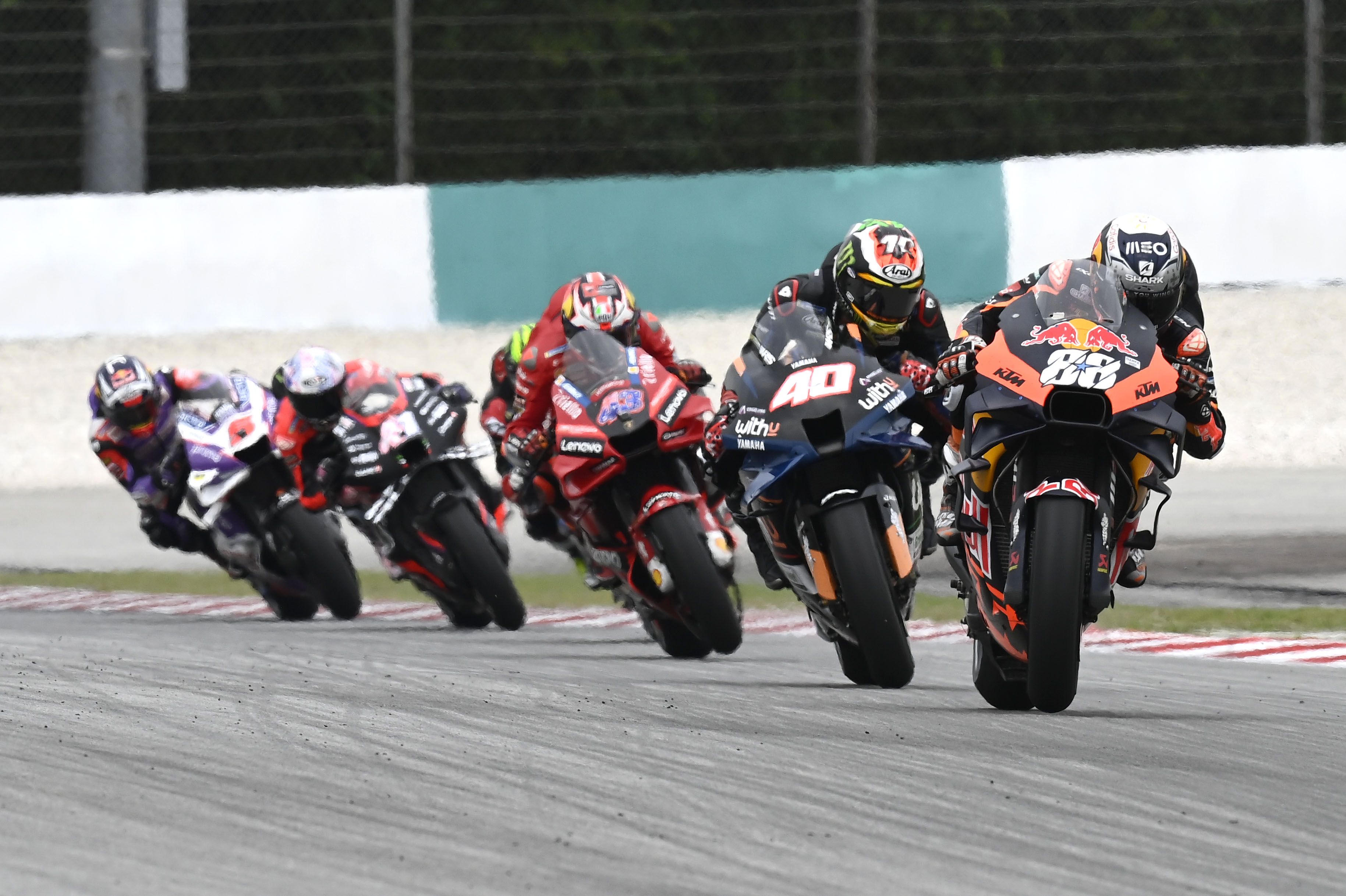 Miguel Oliveira, Darryn Binder, Jack Miller, Cal Crutchlow, Aleix Espargaró y Johann Zarco, MotoGP Malasia 2022
