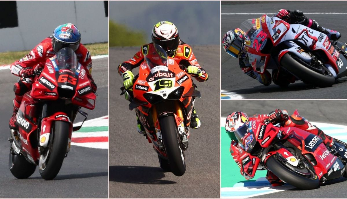 Pecco Bagnaia y Álvaro Bautista han ganado títulos mundiales con Ducati en 2022, con Enea Bastianini y Jack Miller ganando carreras