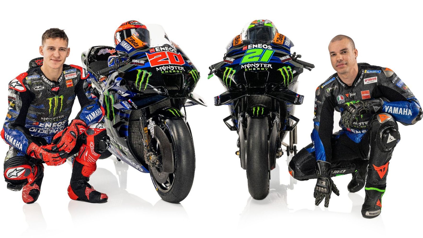 Fabio Quartararo y Franco Morbidelli con sus Yamaha YZR M1 para MotoGP 2023