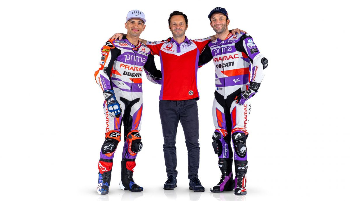 Jorge Martín y Johann Zarco junto a Gino Borsoi, la gran novedad del Pramac para MotoGP 2023