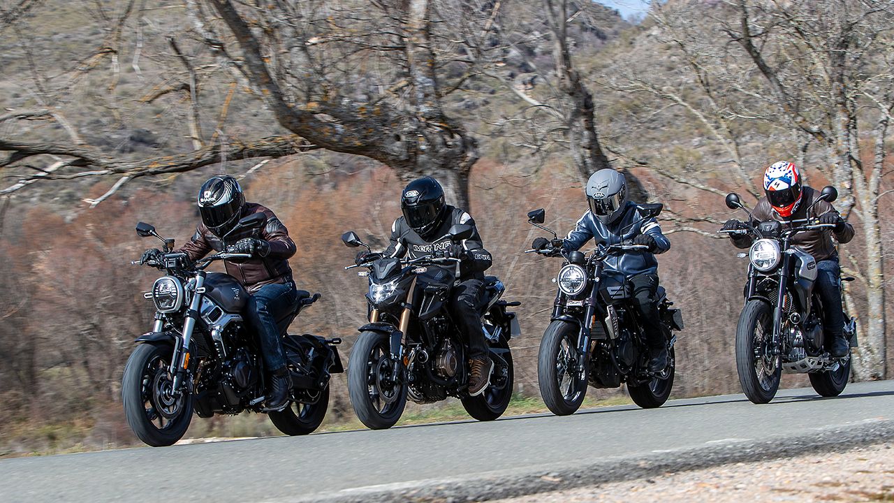 Comparativa motos naked 500 A2: Brixton, Honda, Macbor y Voge.