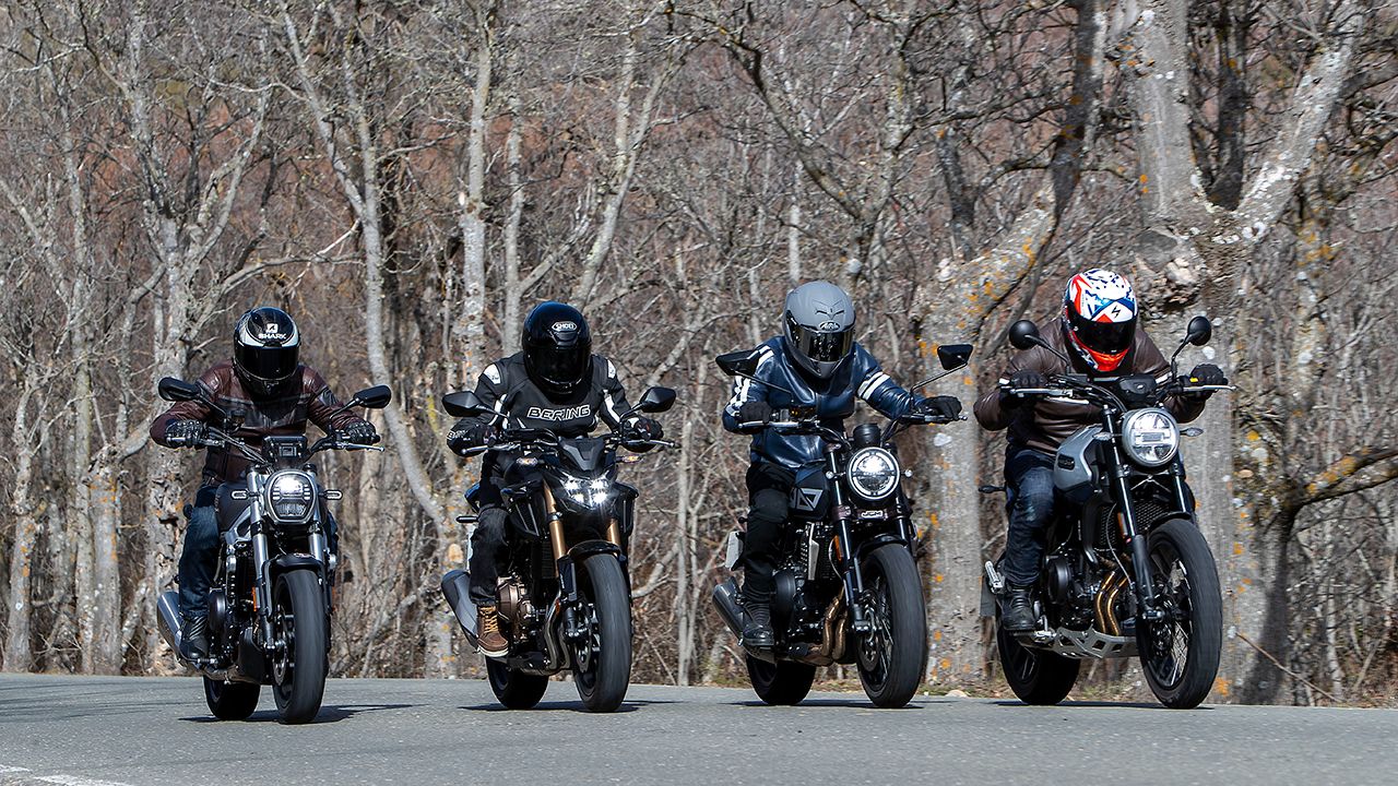 Comparativa motos naked 500 A2: Brixton, Honda, Macbor y Voge.
