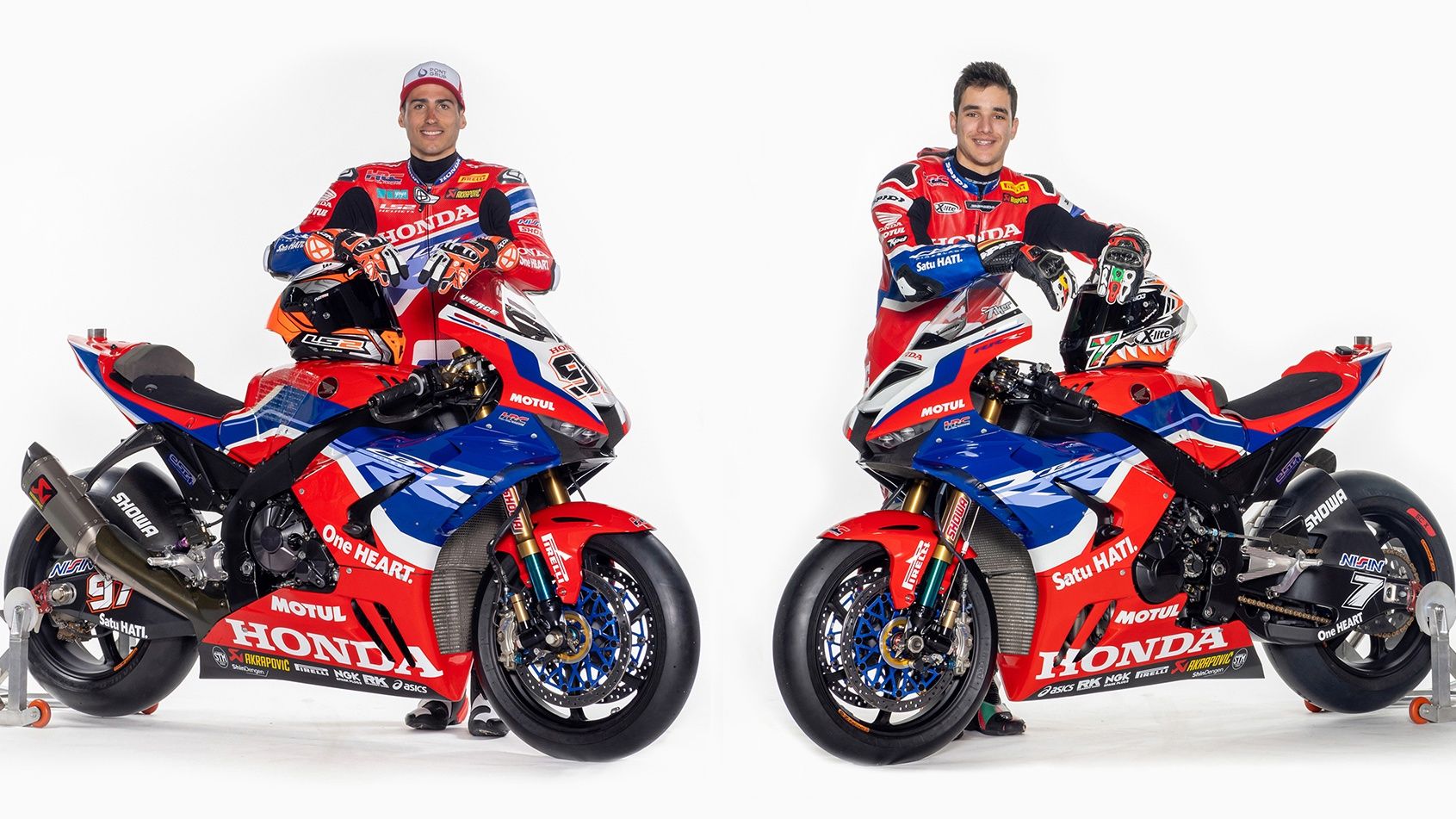 Xavi Vierge e Iker Lecuona con las Honda CBR1000RR R del Team HRC que llevarán en el Mundial de Superbike 2023