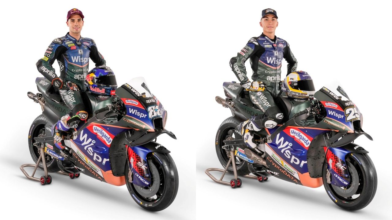Miguel Oliveira y Raúl Fernández sobre las Aprilia RS GP del RNF Racing para MotoGP 2023