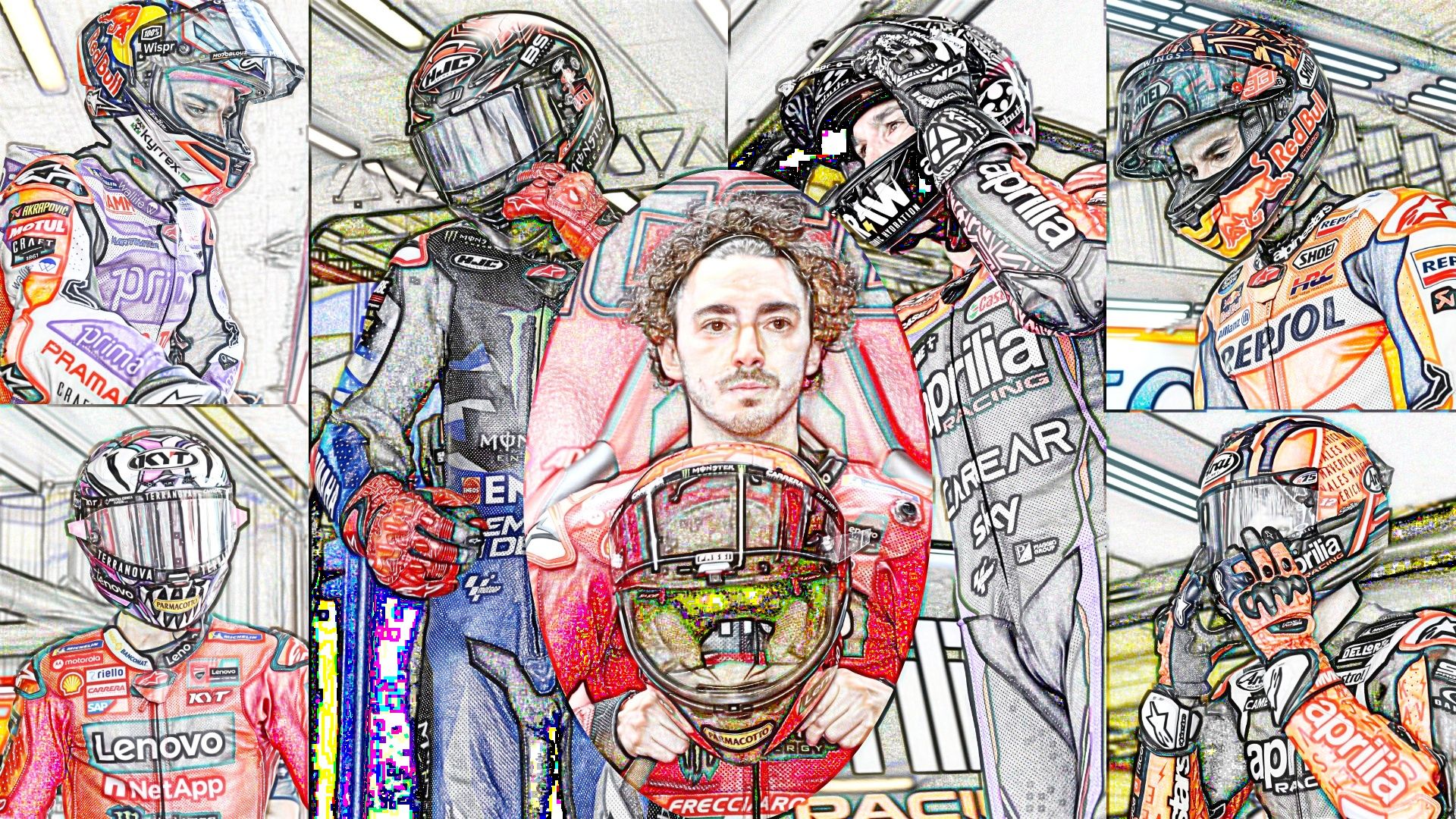 Pecco Bagnaia, Fabio Quartararo, Marc Márquez, Aleix Espargaró, Maverick Viñales, Enea Bastianini y Jorge Martín, las BZRP MotoGP Sessions 2023