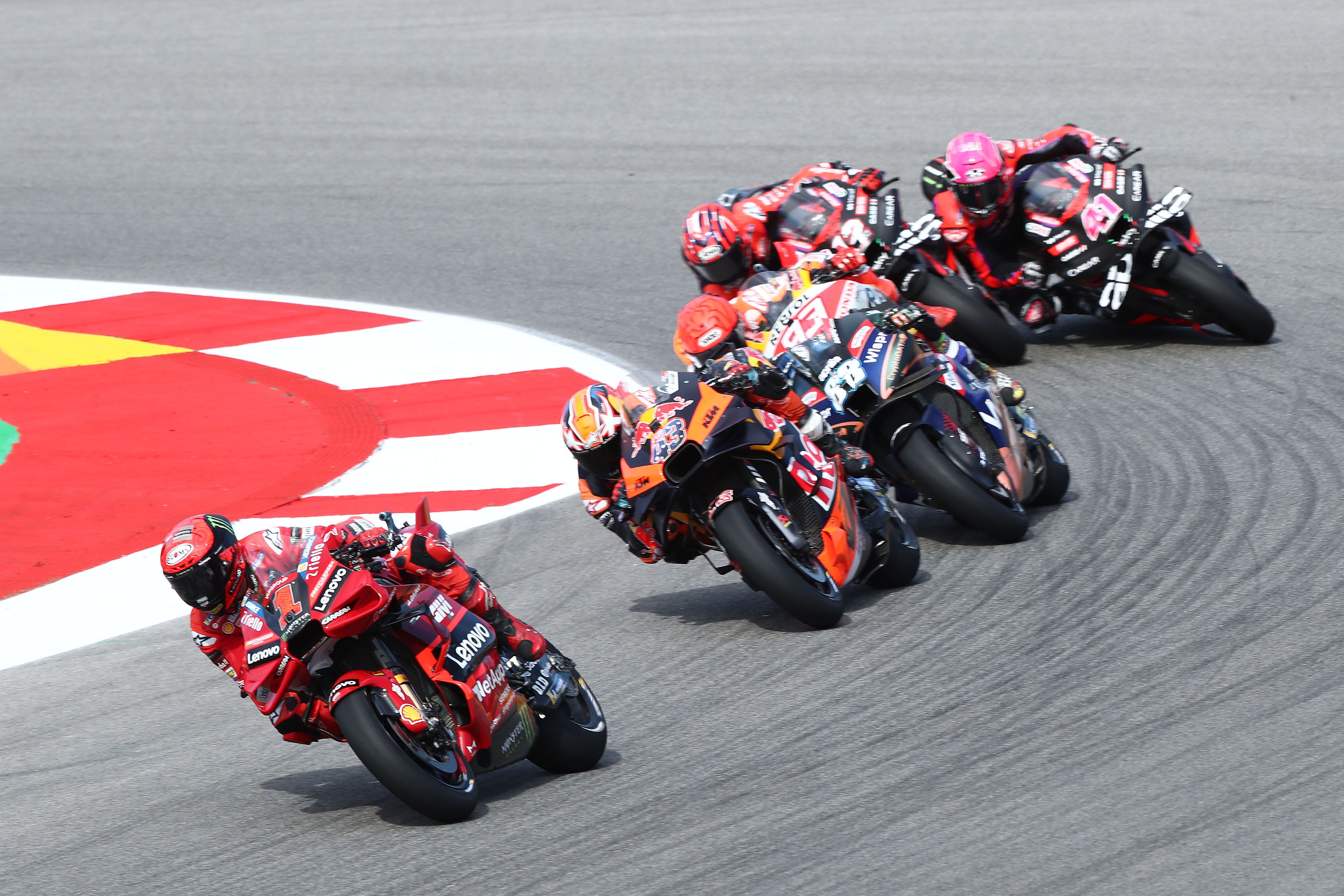 Pecco Bagnaia, Jack Miller, Miguel Oliveira, Marc Márquez, Maverick Viñales y Aleix Espargaró, MotoGP Portimao 2023
