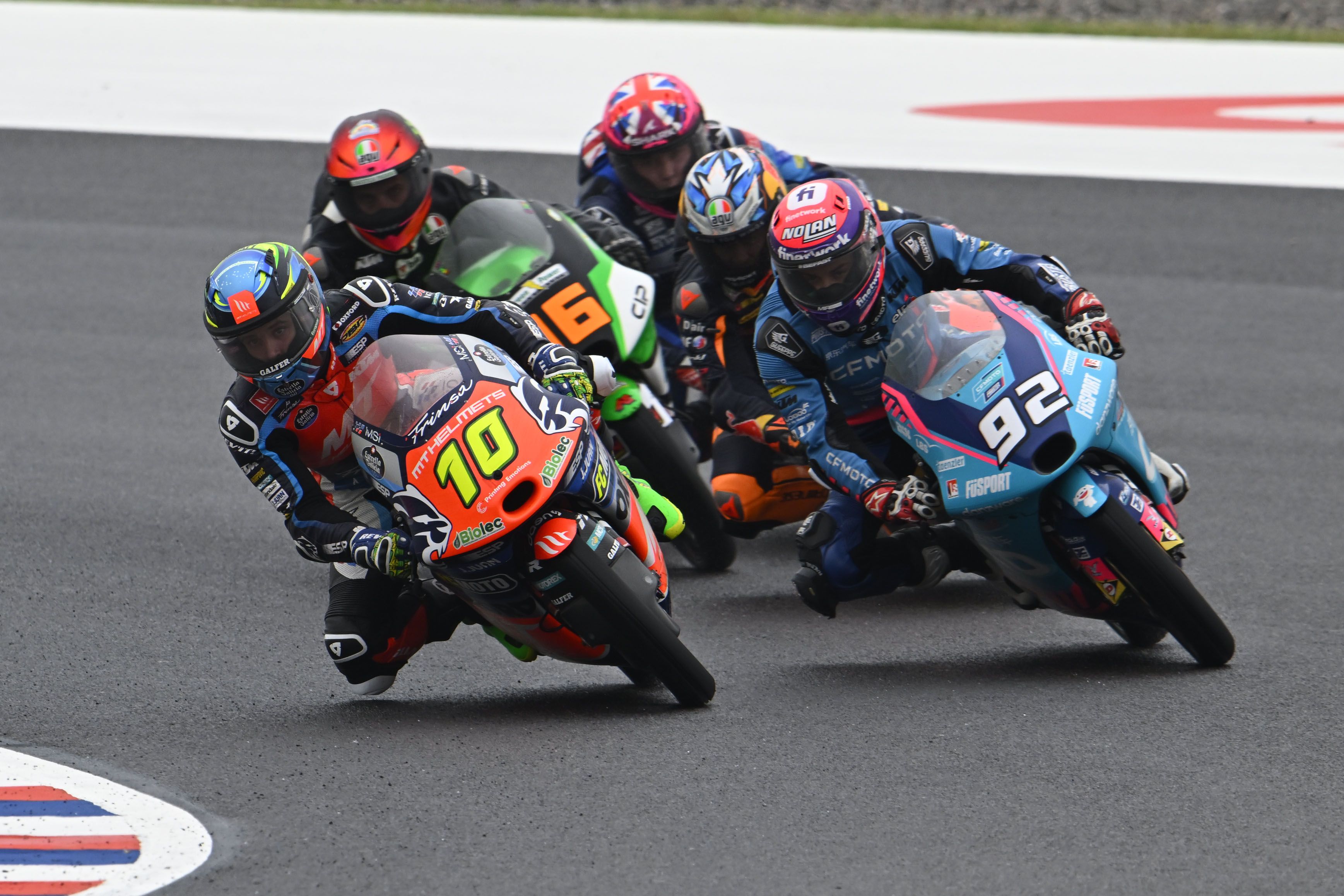 Diogo Moreira, David Almansa, Dani Holgado, Andrea Migno y Scott Ogden, Moto3 Argentina 2023