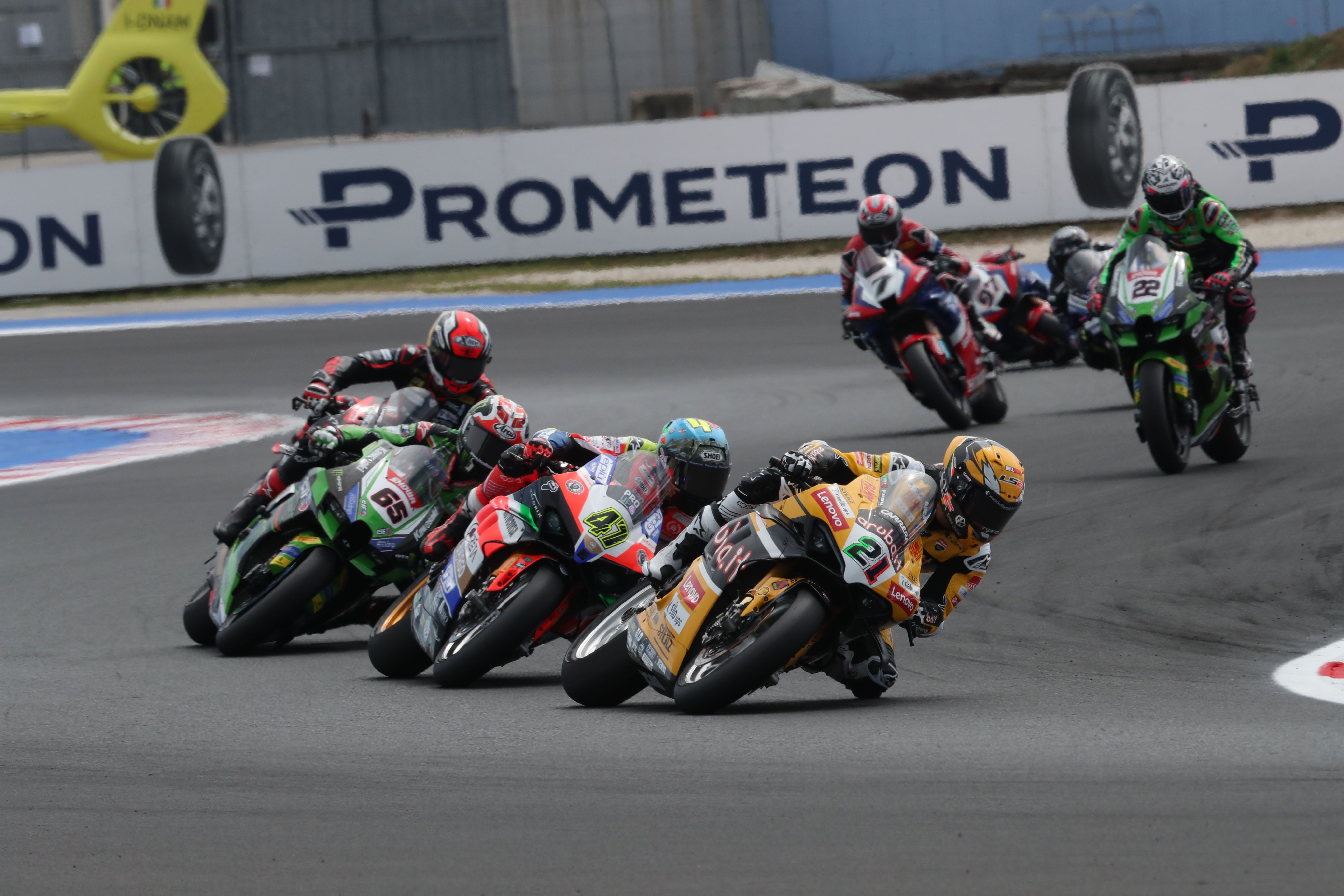 Michael Rinaldi, Axel Bassani, Jonathan Rea y Danilo Petrucci, WSBK Misano 2023