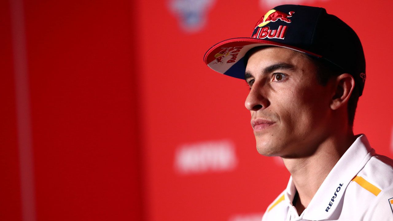 Marc Márquez durante la rueda de prensa de Assen.