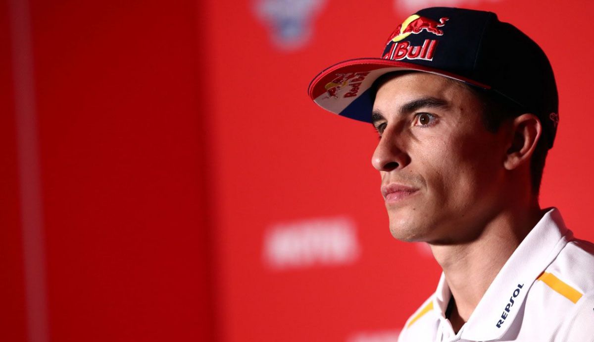 Marc Márquez durante la rueda de prensa de Assen.