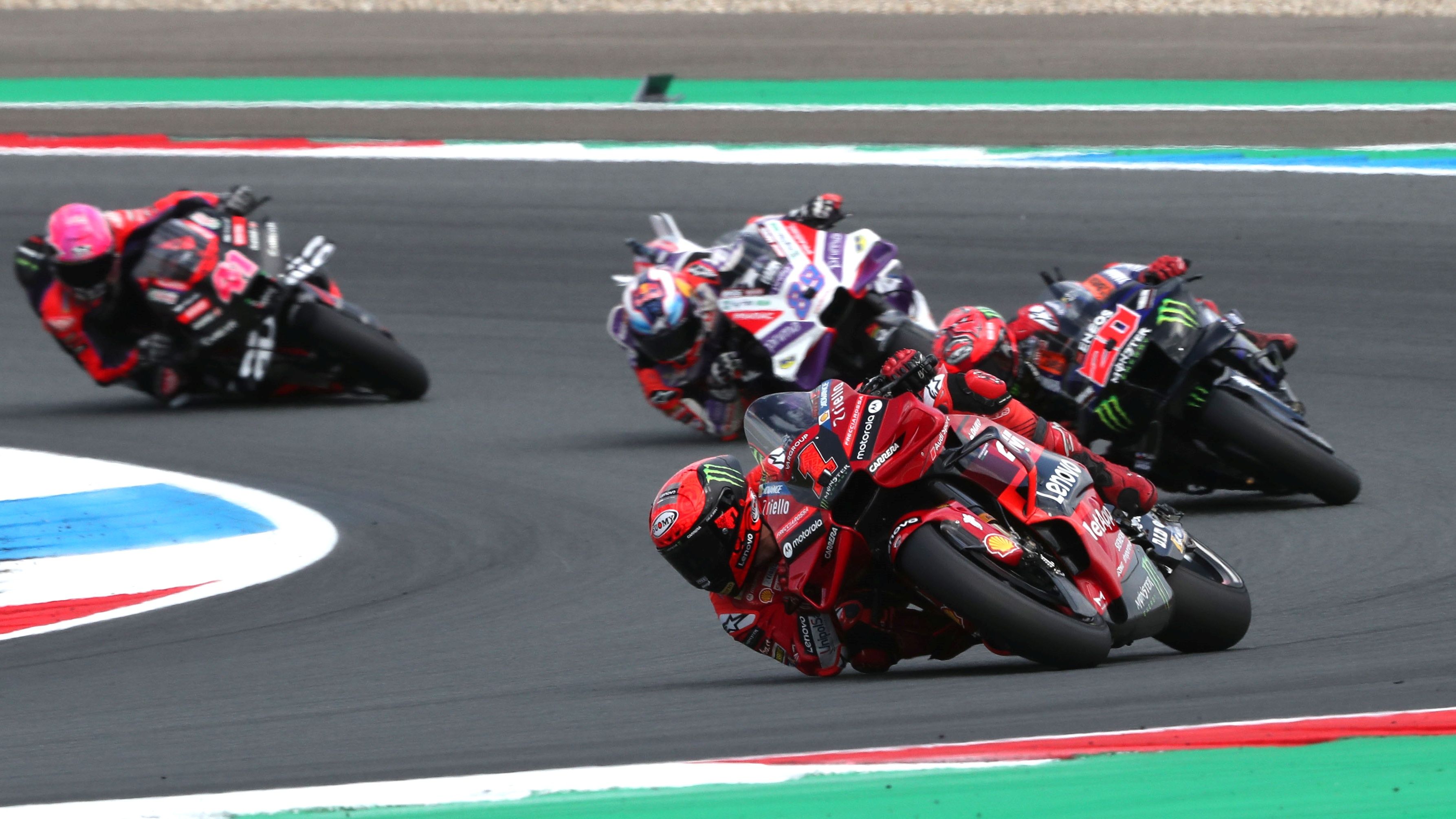 Pecco Bagnaia, Fabio Quartararo, Jorge Martín y Aleix Espargaró, MotoGP Assen 2023