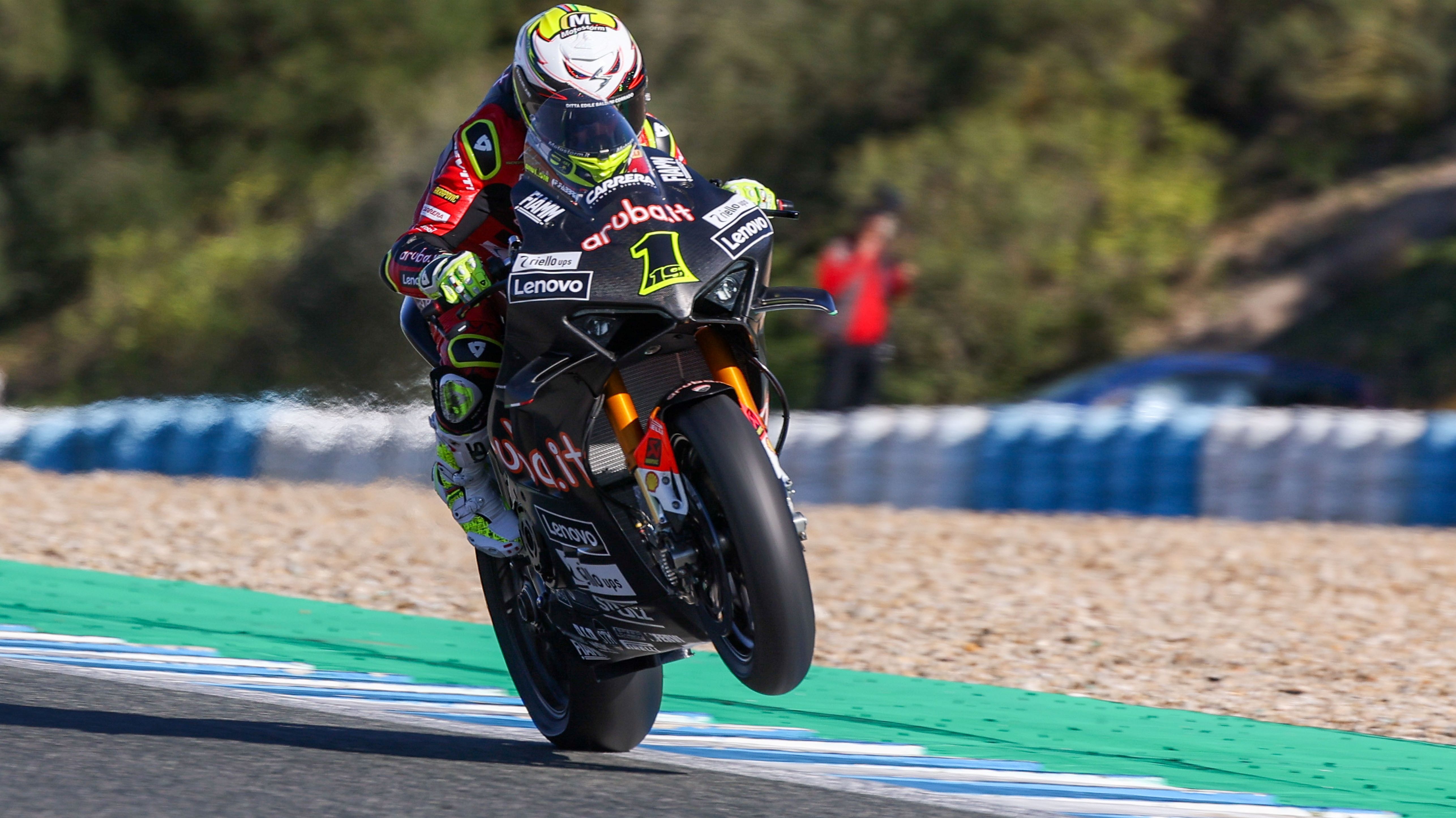 Álvaro Bautista en Jerez durante los test de pretemporada de Superbike 2023