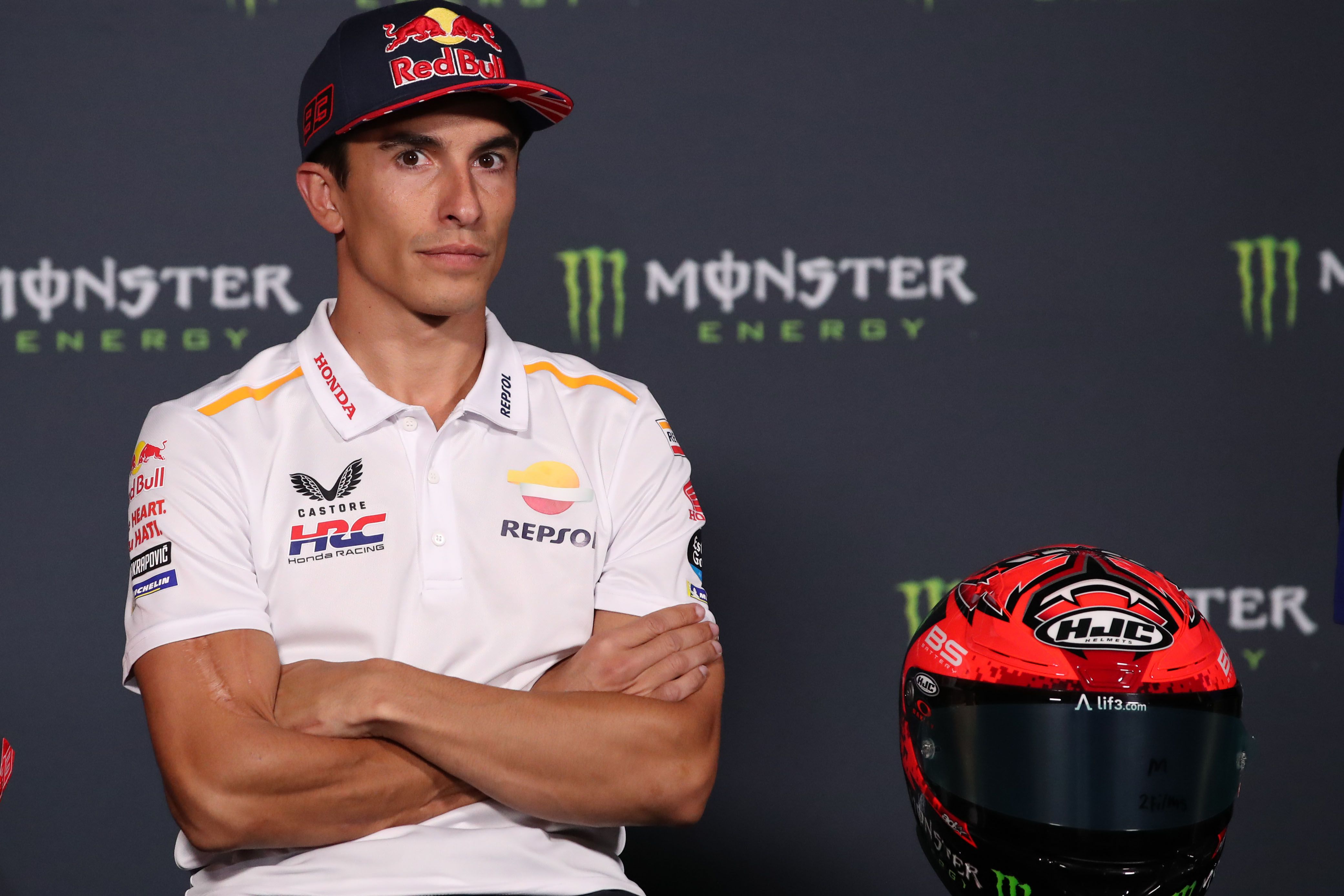 Marc Márquez durante la rueda de prensa del Gran Premio de Gran Bretaña.