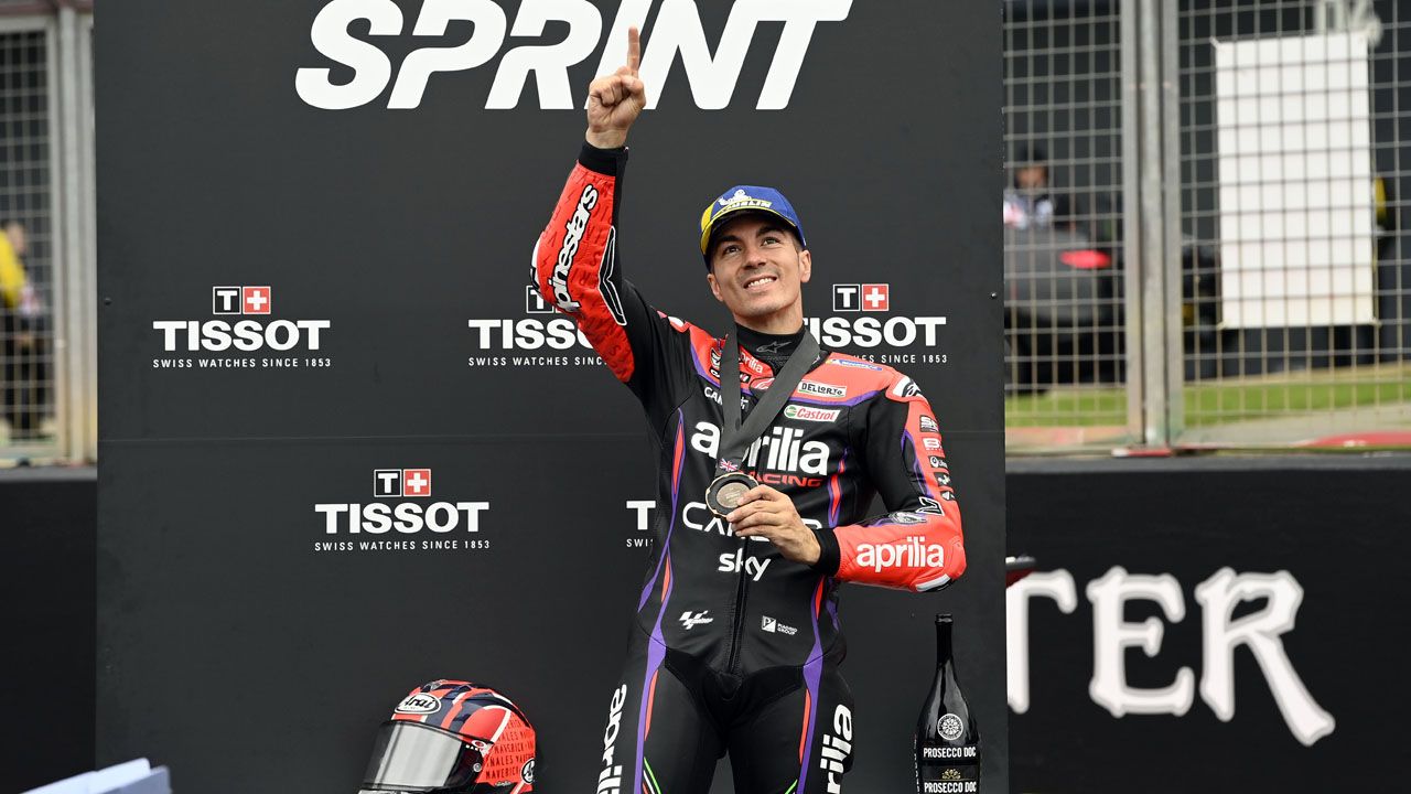 Maverick Viñales subió por primera vez al podio en un sprint de MotoGP.