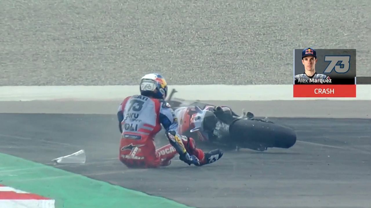 Cuando Álex Márquez se fue al suelo luchaba por entrar en la Q2.