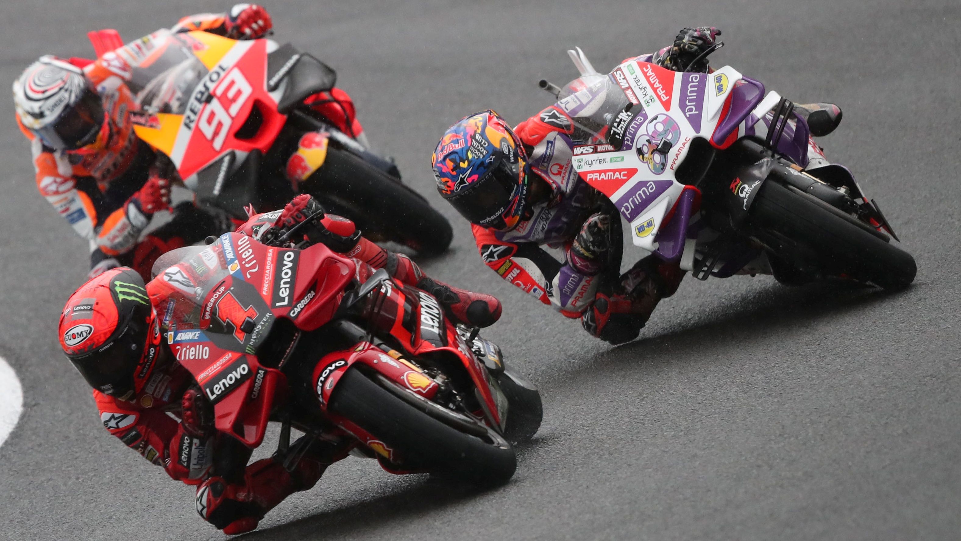 Pecco Bagnaia, Jorge Martín y Marc Márquez, MotoGP Japón 2023