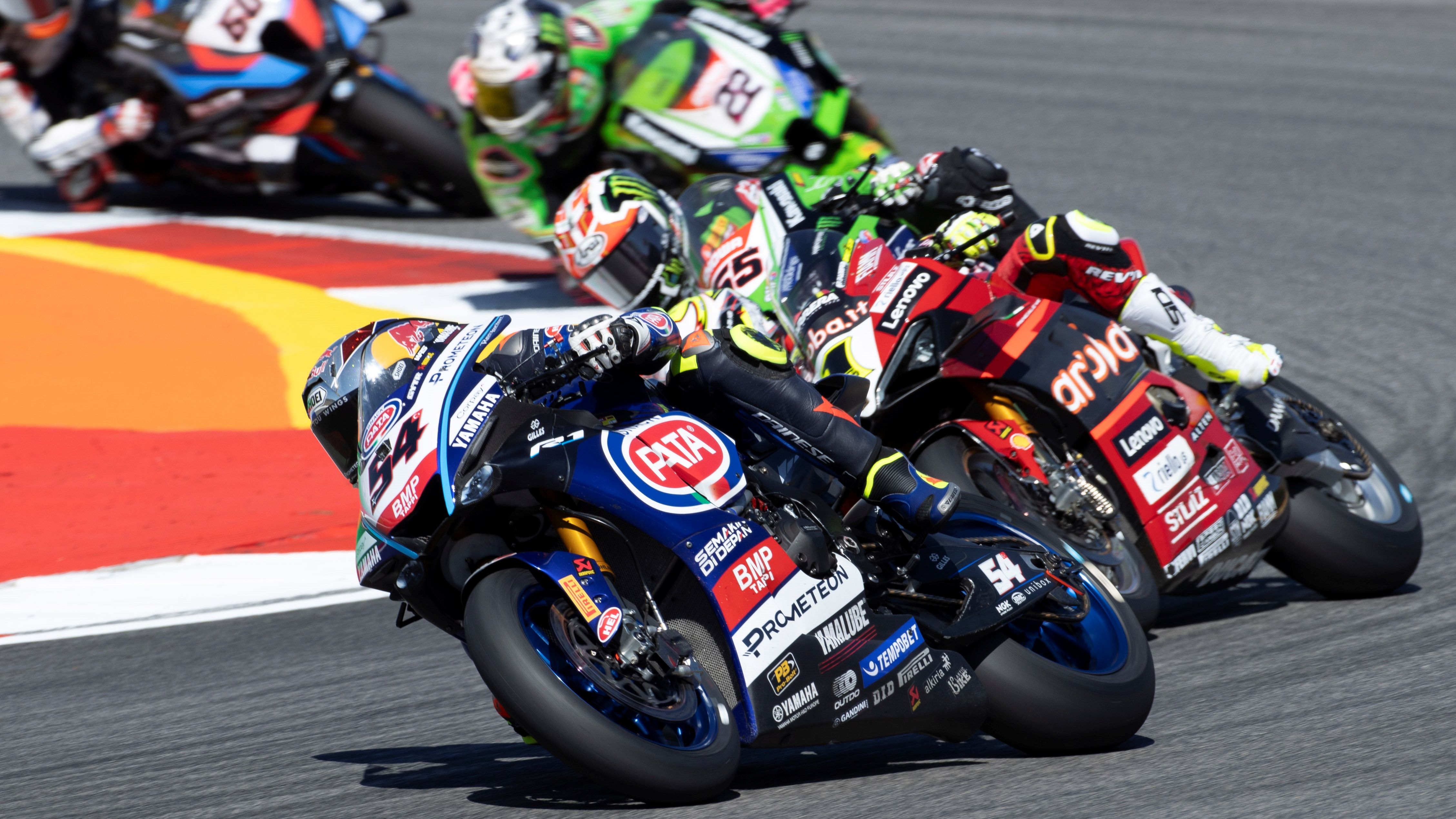 Toprak Razgatlioglu, Álvaro Bautista, Jonathan Rea, Alex Lowes y Michael VD Mark, WSBK Portimao 2023