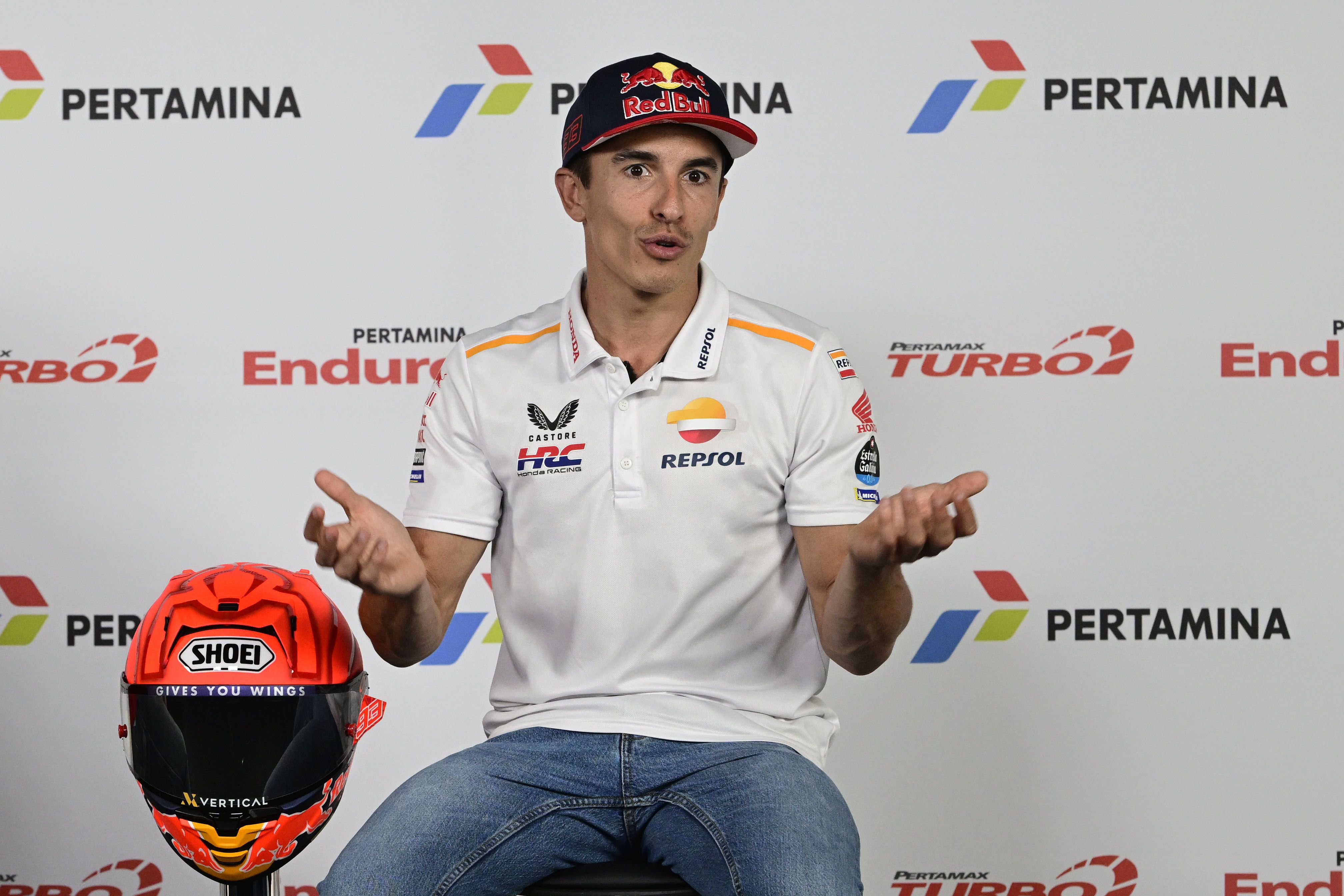 Marc Márquez durante la rueda de prensa del Gran Premio de Indonesia.