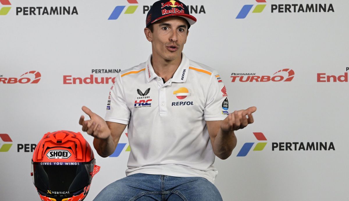 Marc Márquez durante la rueda de prensa del Gran Premio de Indonesia.