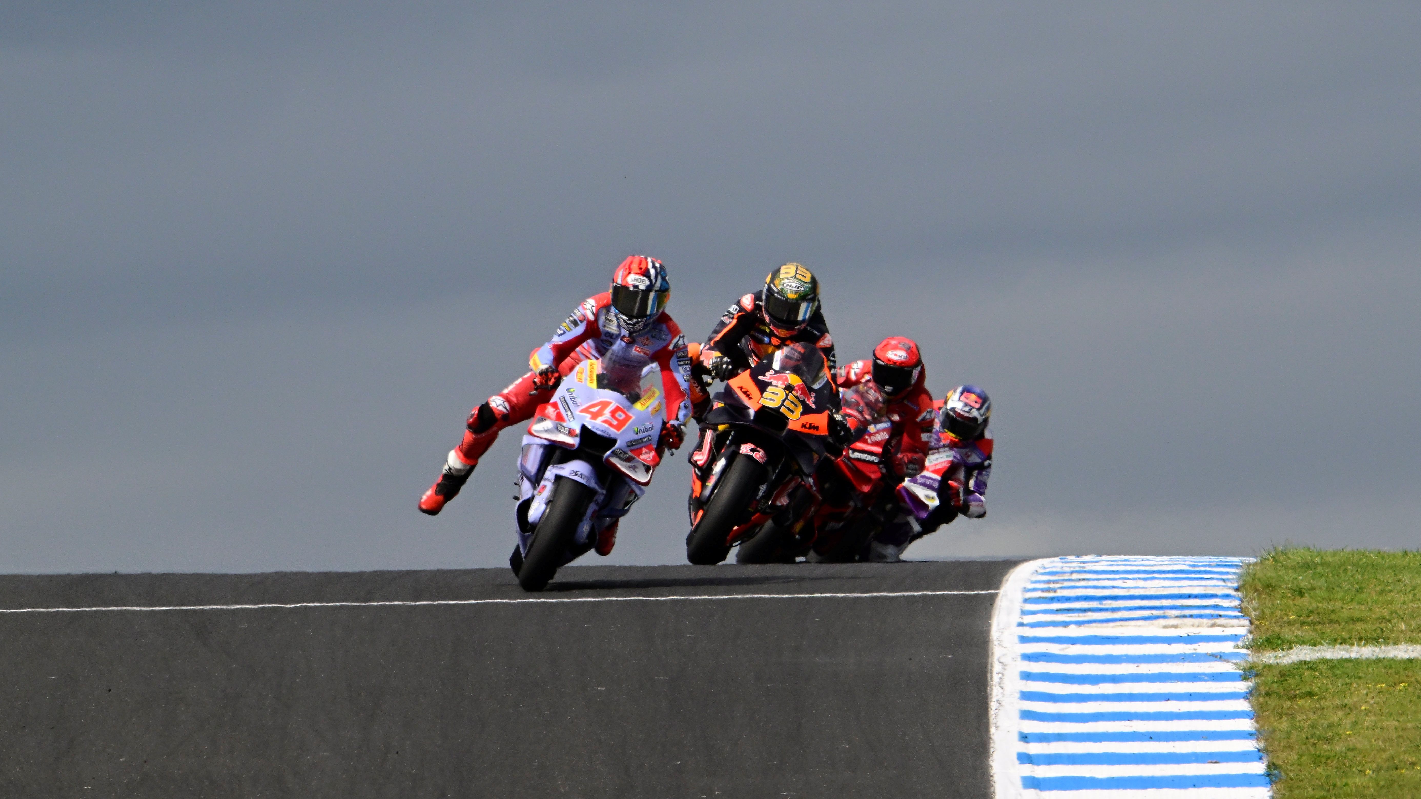 Fabio Di Giannantonio, Brad Binder, Pecco Bagnaia y Johann Zarco, MotoGP Phillip Island 2023
