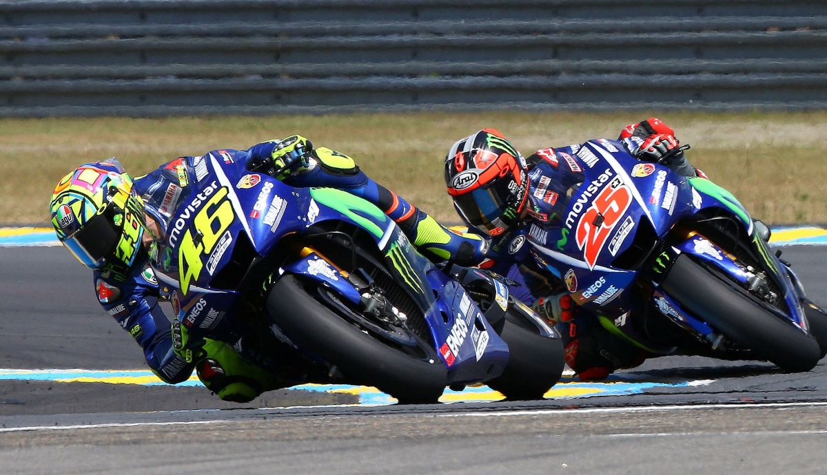 Valentino Rossi y Maverick Viñales en Le Mans 2017 Valentino Rossi y Maverick Viñales en Le Mans 2017
